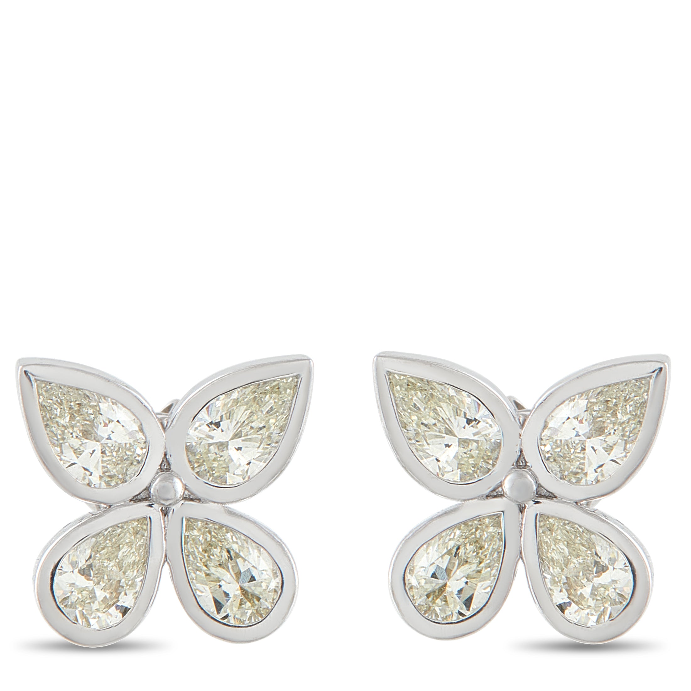 18K White Gold 2.55ct Diamond Four-Petal Earrings