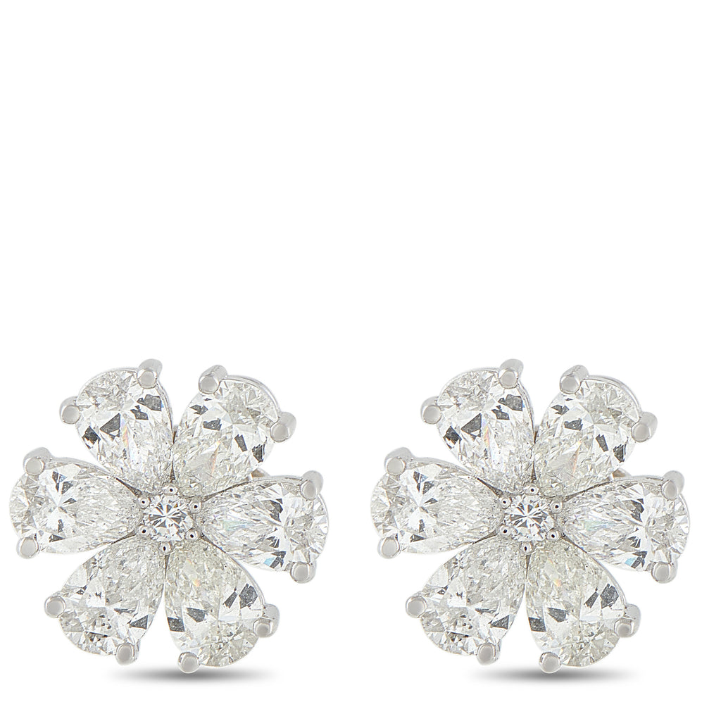 18K White Gold 2.70ct Diamond Flower Earrings