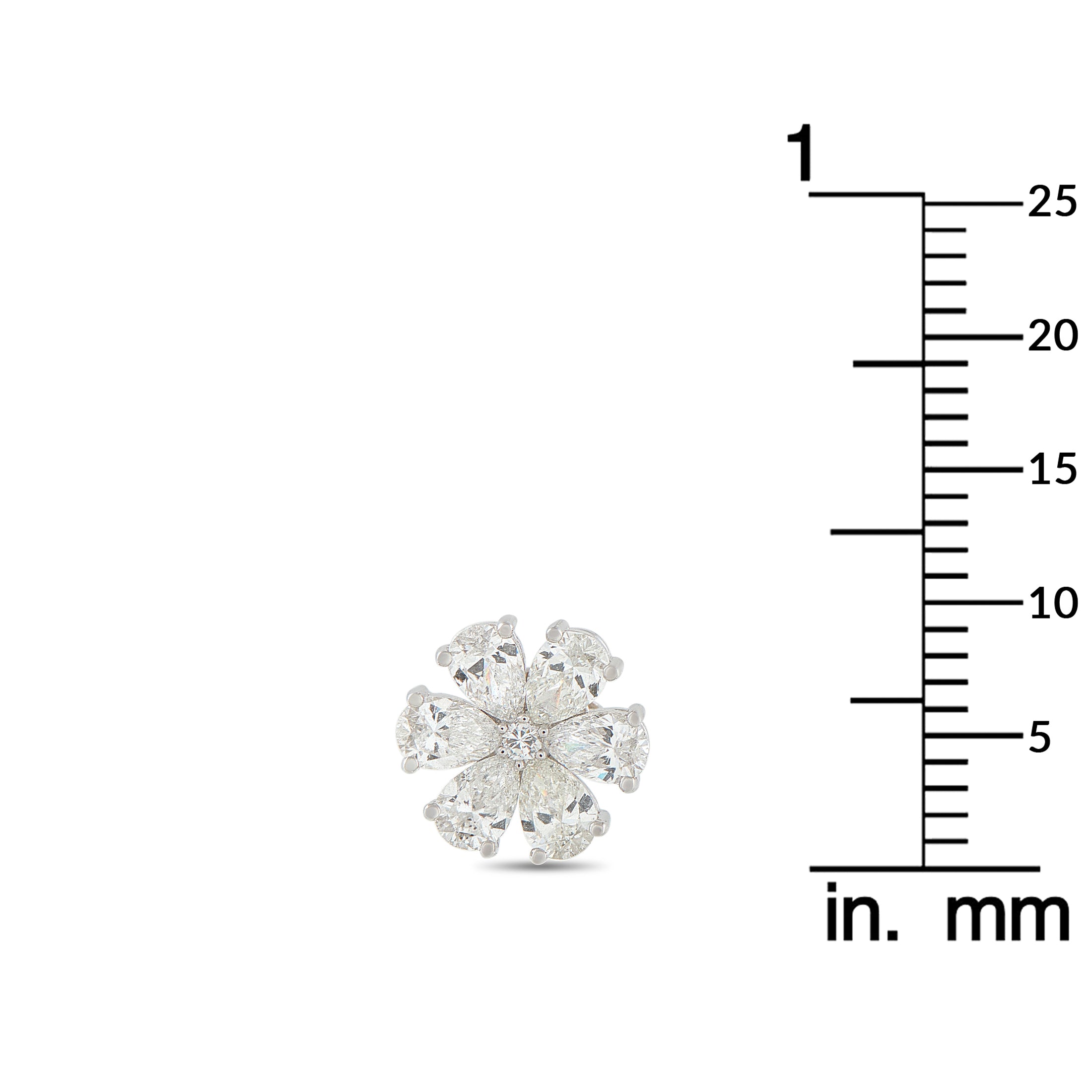 18K White Gold 2.70ct Diamond Flower Earrings