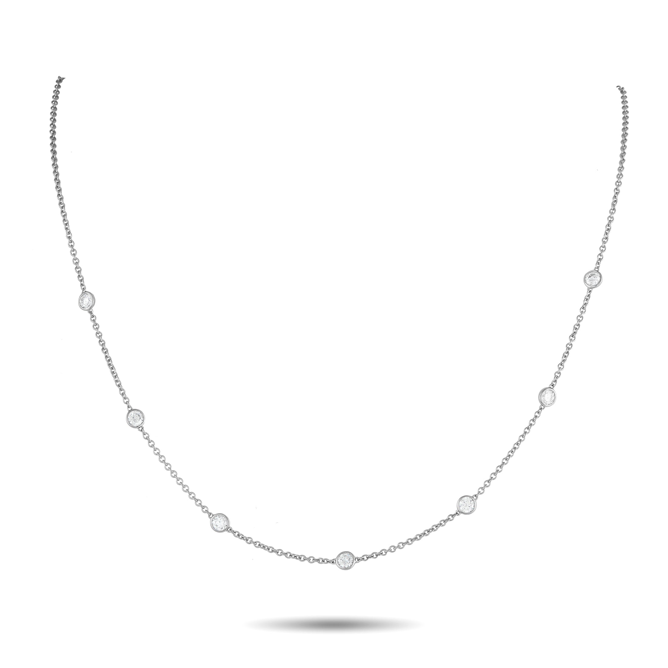 Exclusive 18K White Gold 1.05ct Diamond Station Necklace – This necklace possesses an elegant, understated sense of style