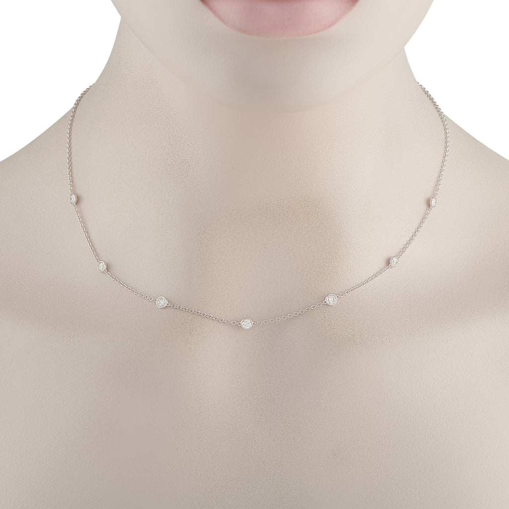 Exclusive 18K White Gold 1.05ct Diamond Station Necklace