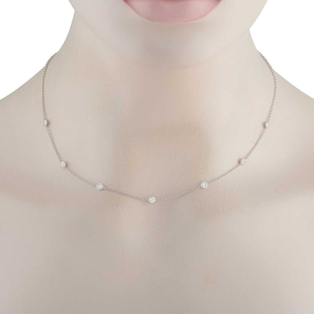 Exclusive 18K White Gold 1.05ct Diamond Station Necklace