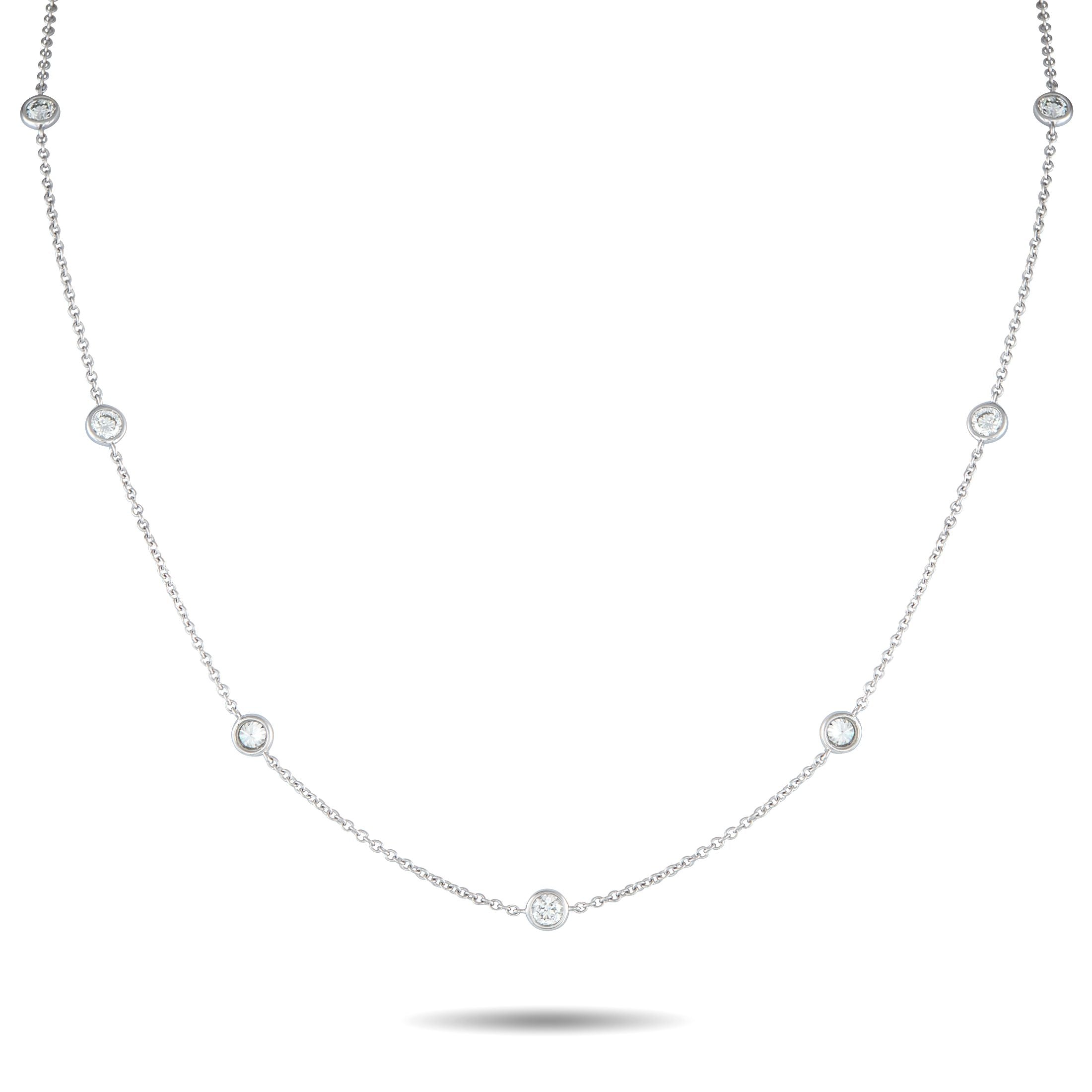 Exclusive 18K White Gold 1.75ct Diamond Station Necklace ANK-20144 – Versatile and always in style, this Exclusive  diamond s