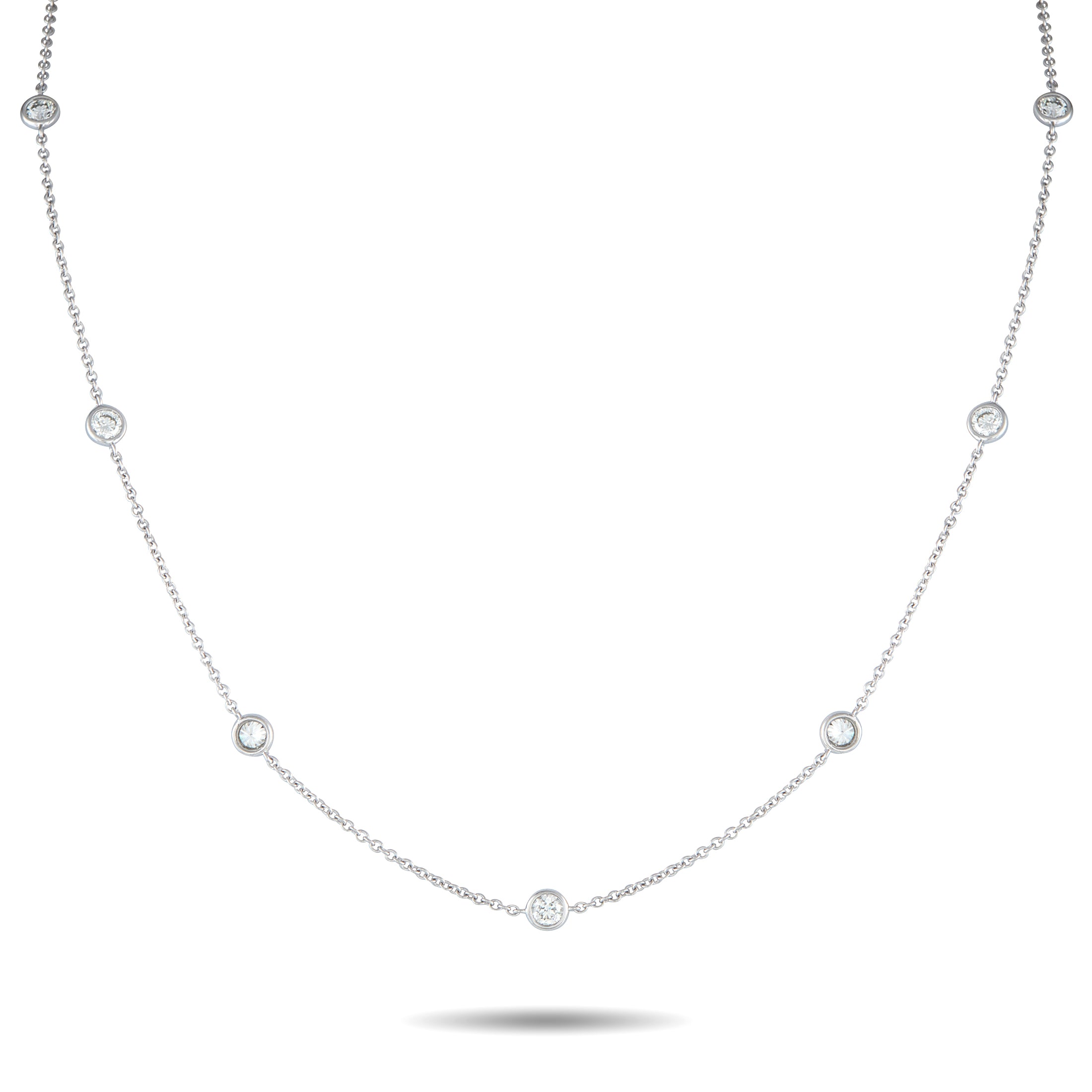 18K White Gold 1.75ct Diamond Station Necklace