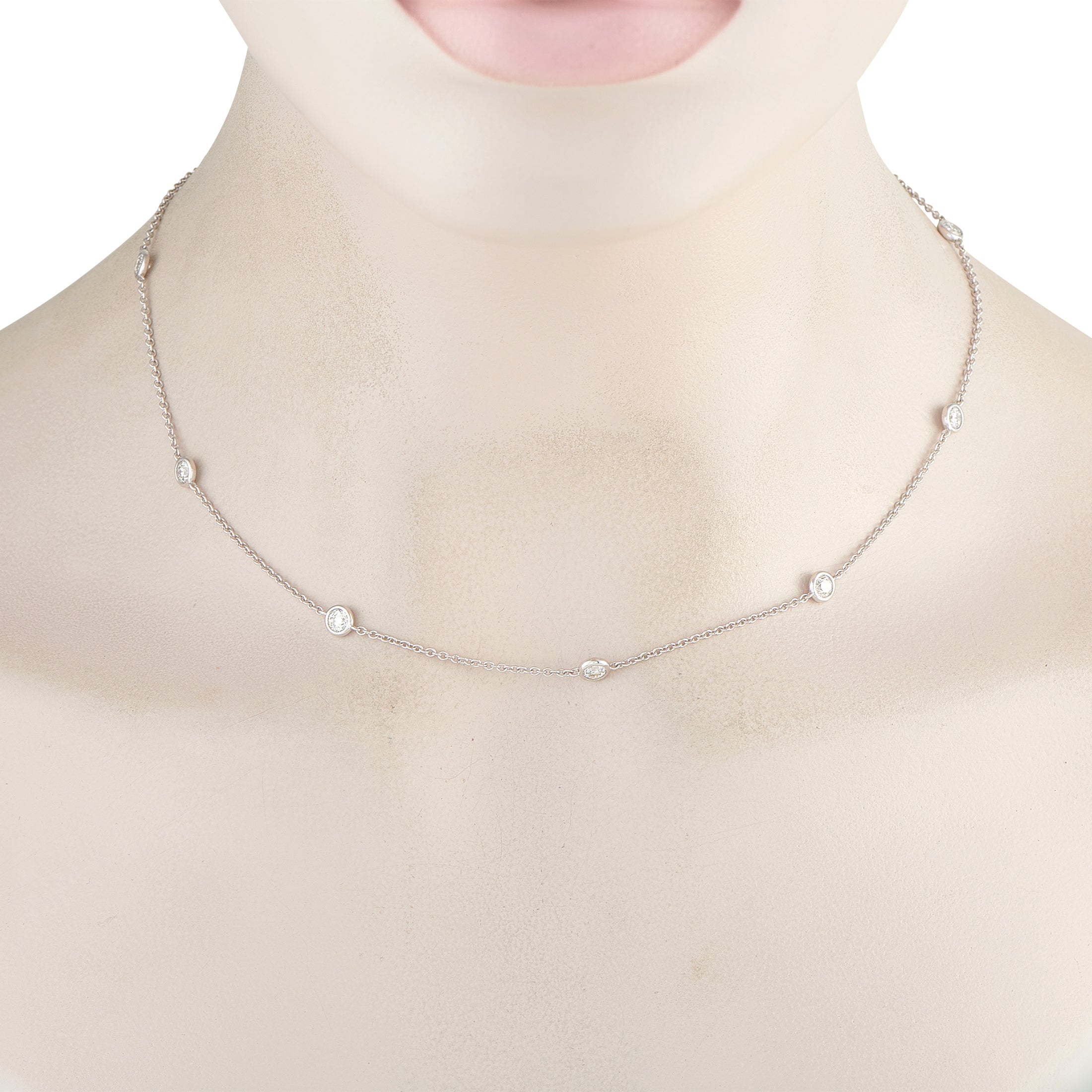 18K White Gold 1.75ct Diamond Station Necklace