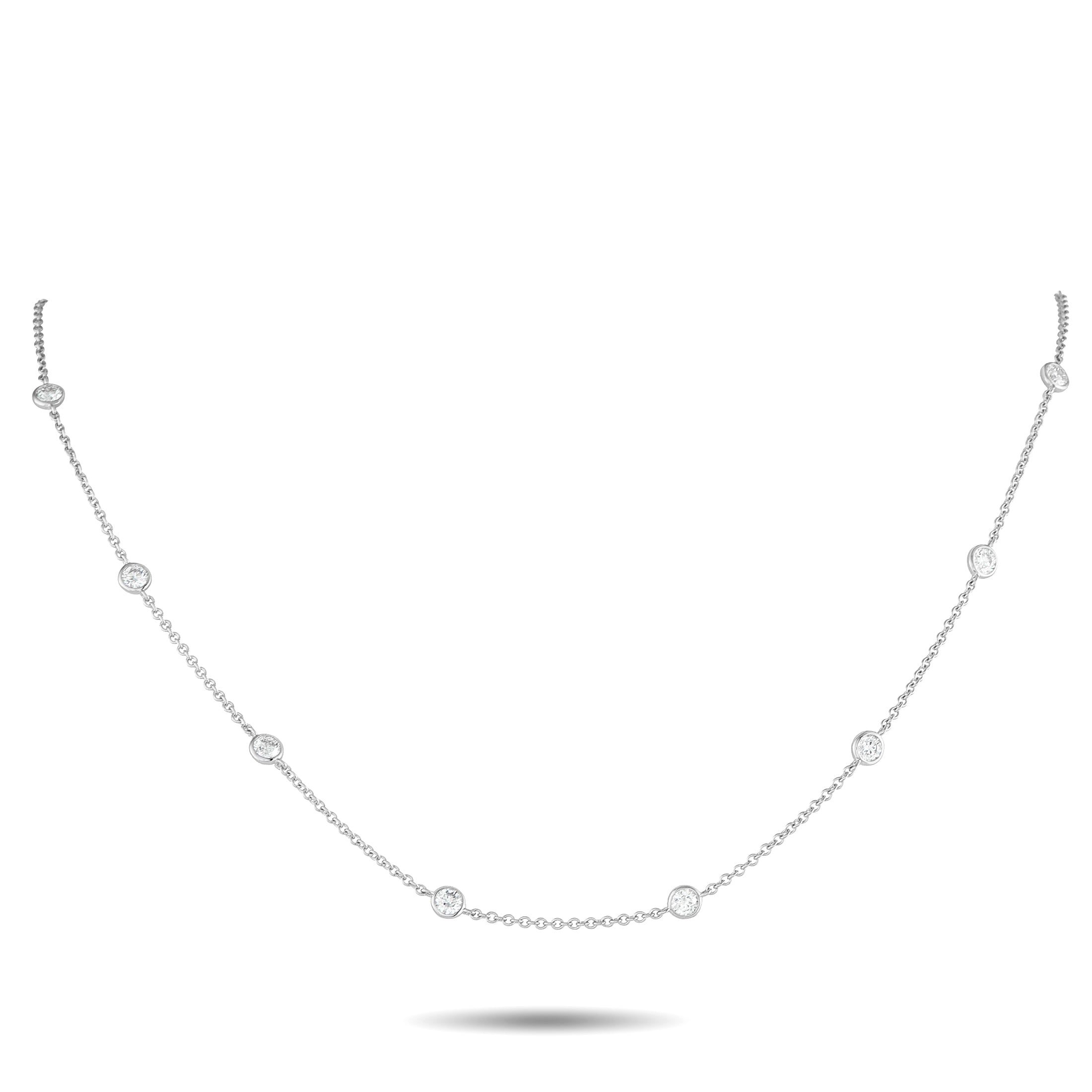 18K White Gold 1.50ct Diamond Station Necklace