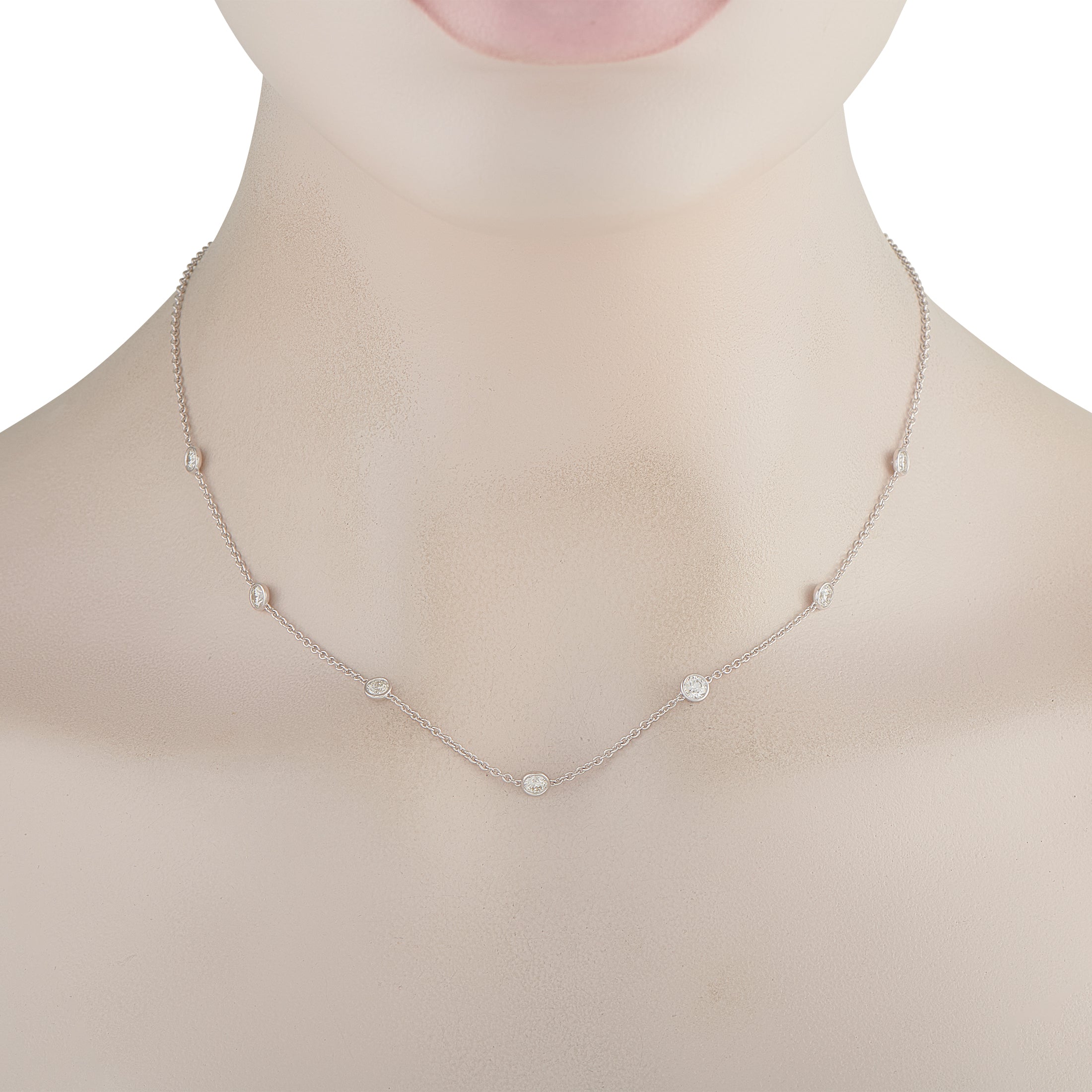 18K White Gold 1.50ct Diamond Station Necklace