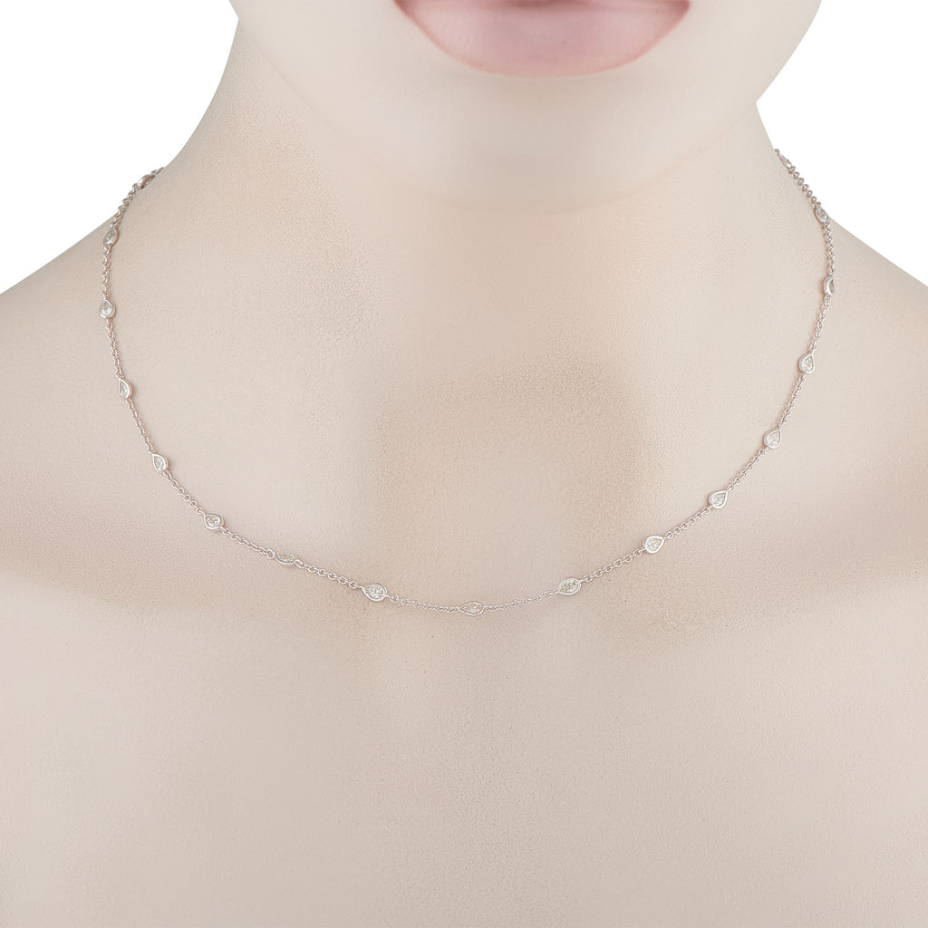 Exclusive 18K White Gold 1.85ct Diamond Station Necklace