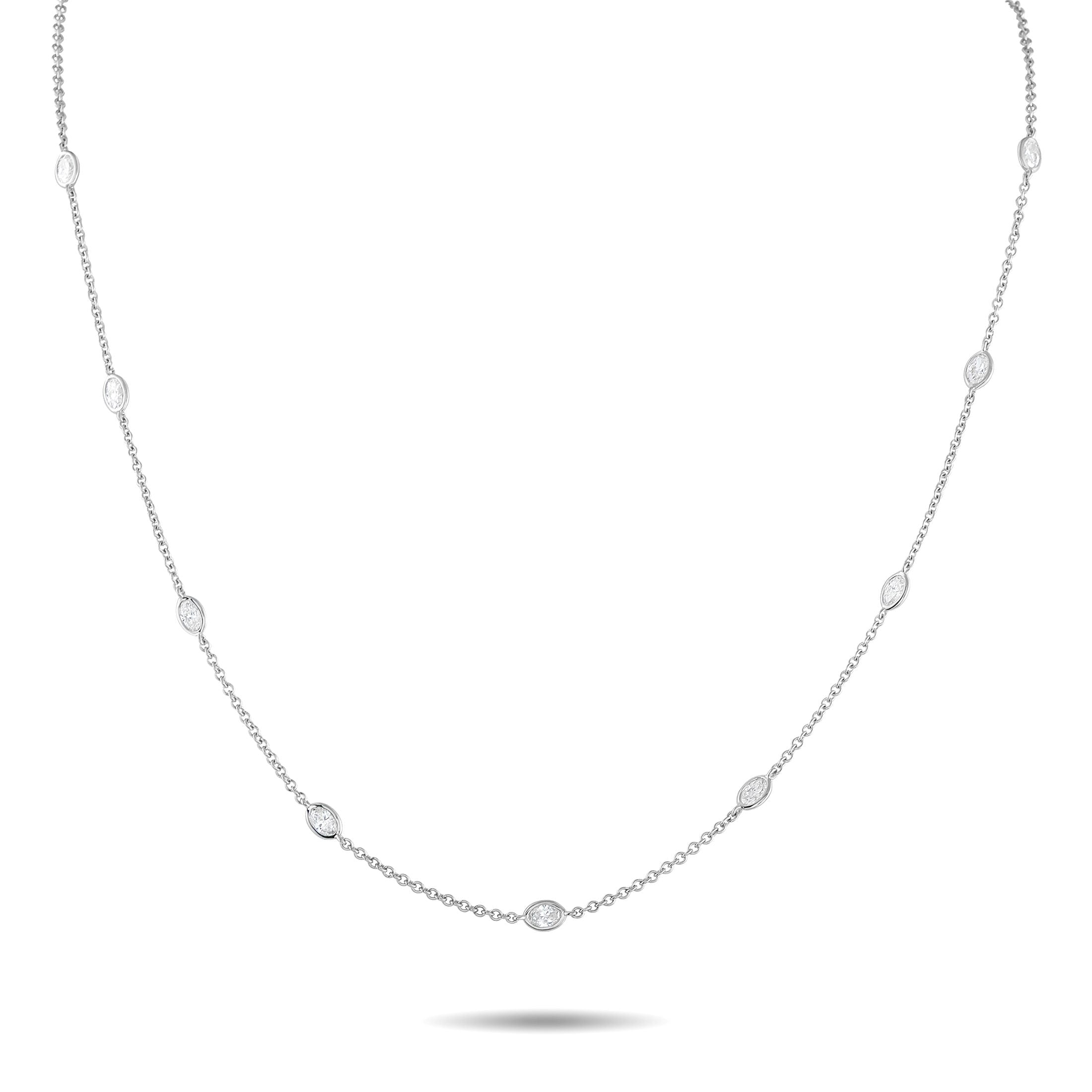Exclusive 18K White Gold 1.50ct Diamond Station Necklace – This classically elegant necklace will never go out of style