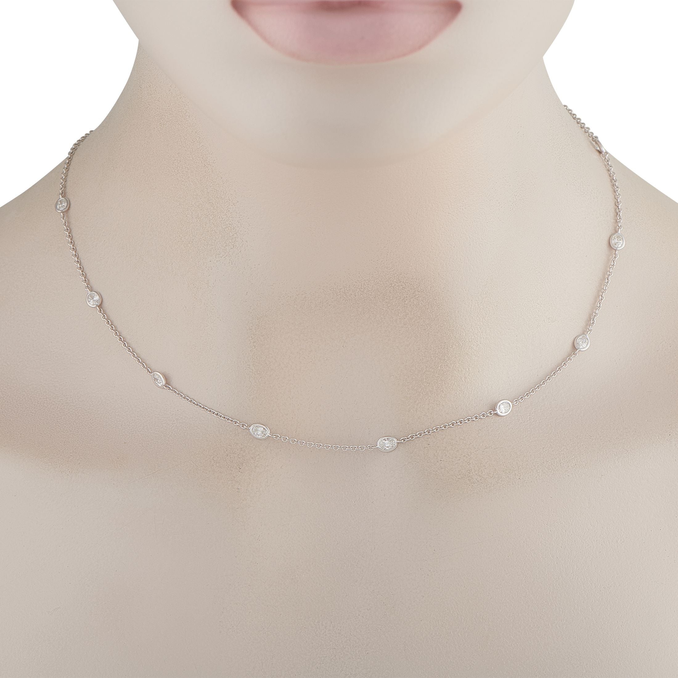 Exclusive 18K White Gold 1.50ct Diamond Station Necklace