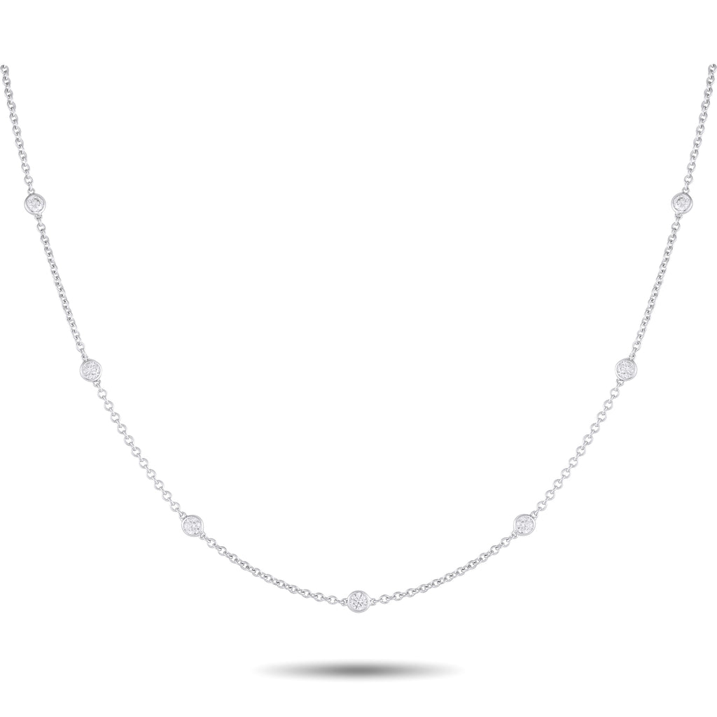 18K White Gold 0.75ct Diamond Station Necklace
