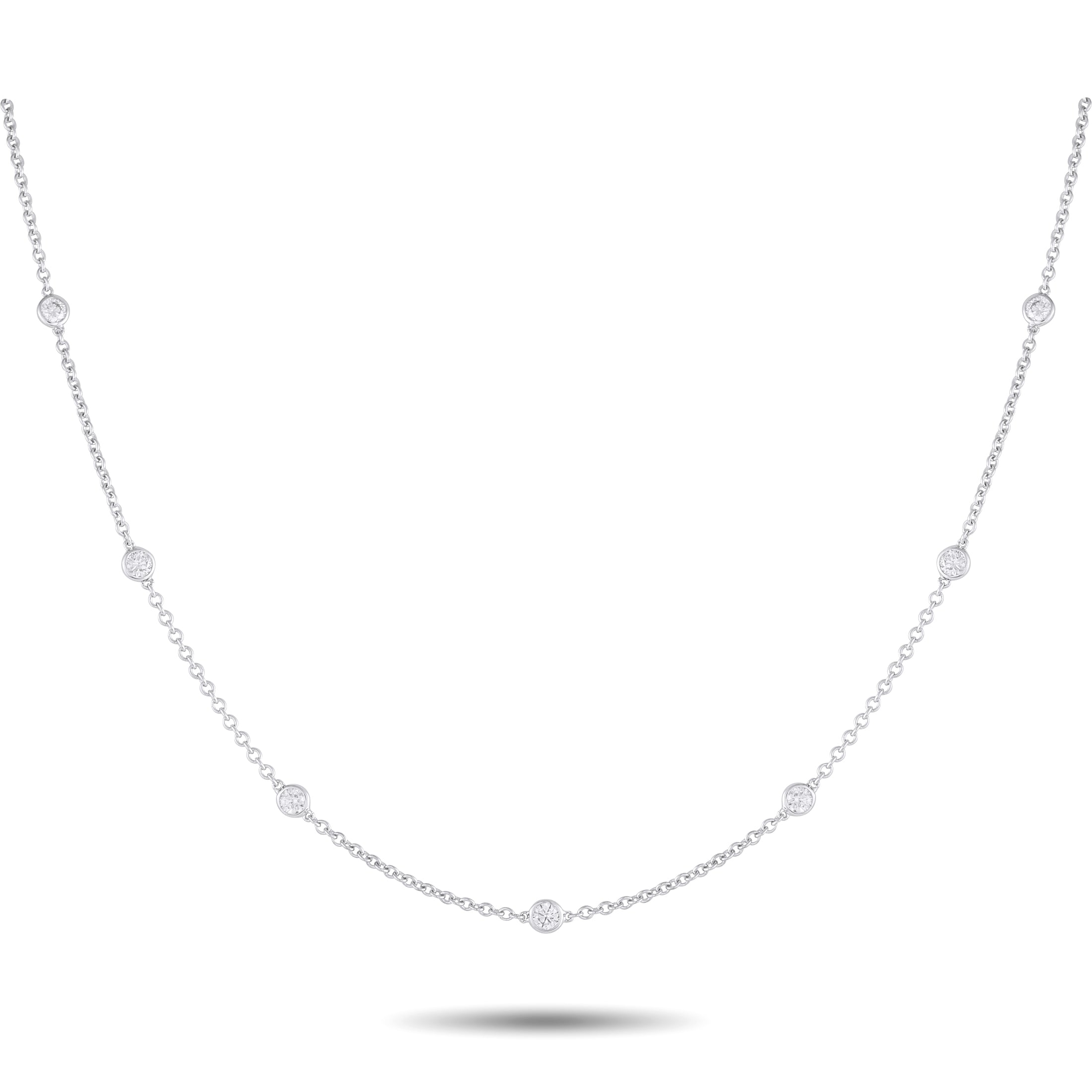 18K White Gold 0.75ct Diamond Station Necklace