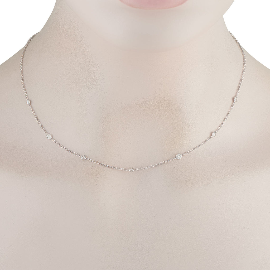 Exclusive 18K White Gold 0.75ct Diamond Station Necklace