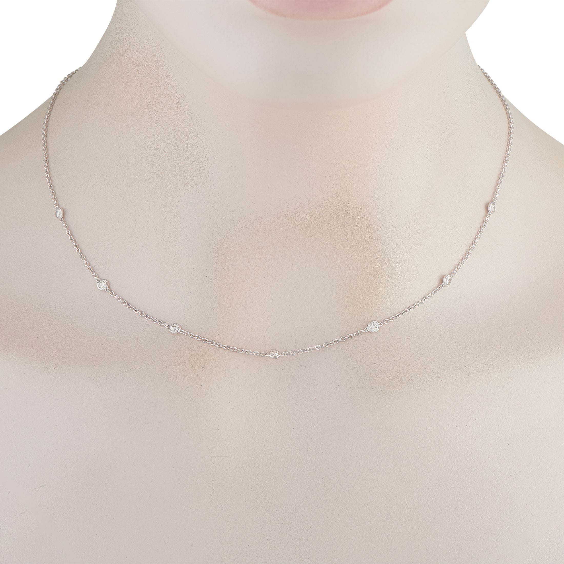 Exclusive 18K White Gold 0.75ct Diamond Station Necklace