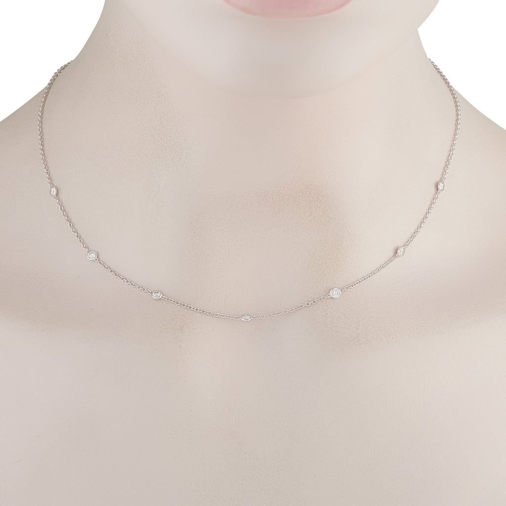 18K White Gold 0.75ct Diamond Station Necklace