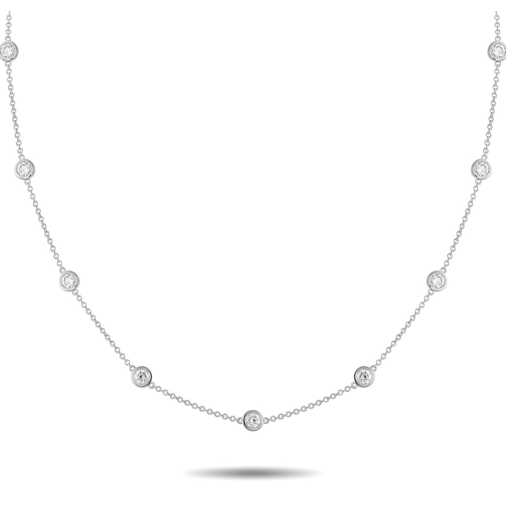 Exclusive 18K White Gold 3.30ct Diamond Station Necklace – This luxurious necklace is incredibly charming