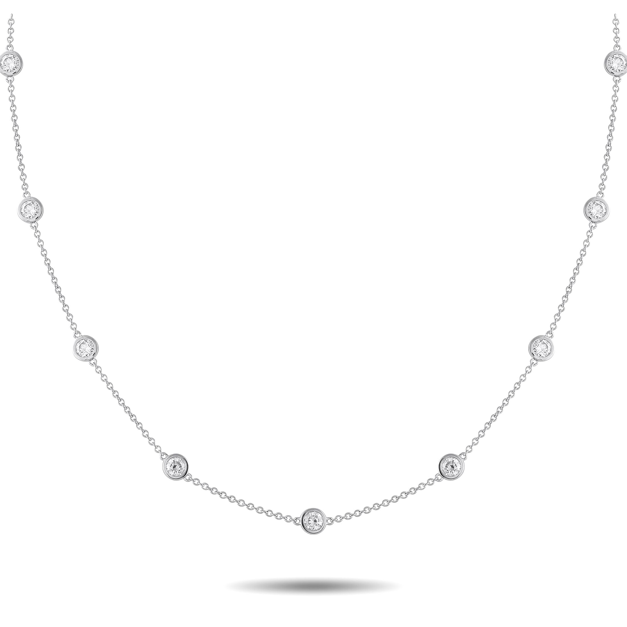 Exclusive 18K White Gold 3.30ct Diamond Station Necklace – This luxurious necklace is incredibly charming
