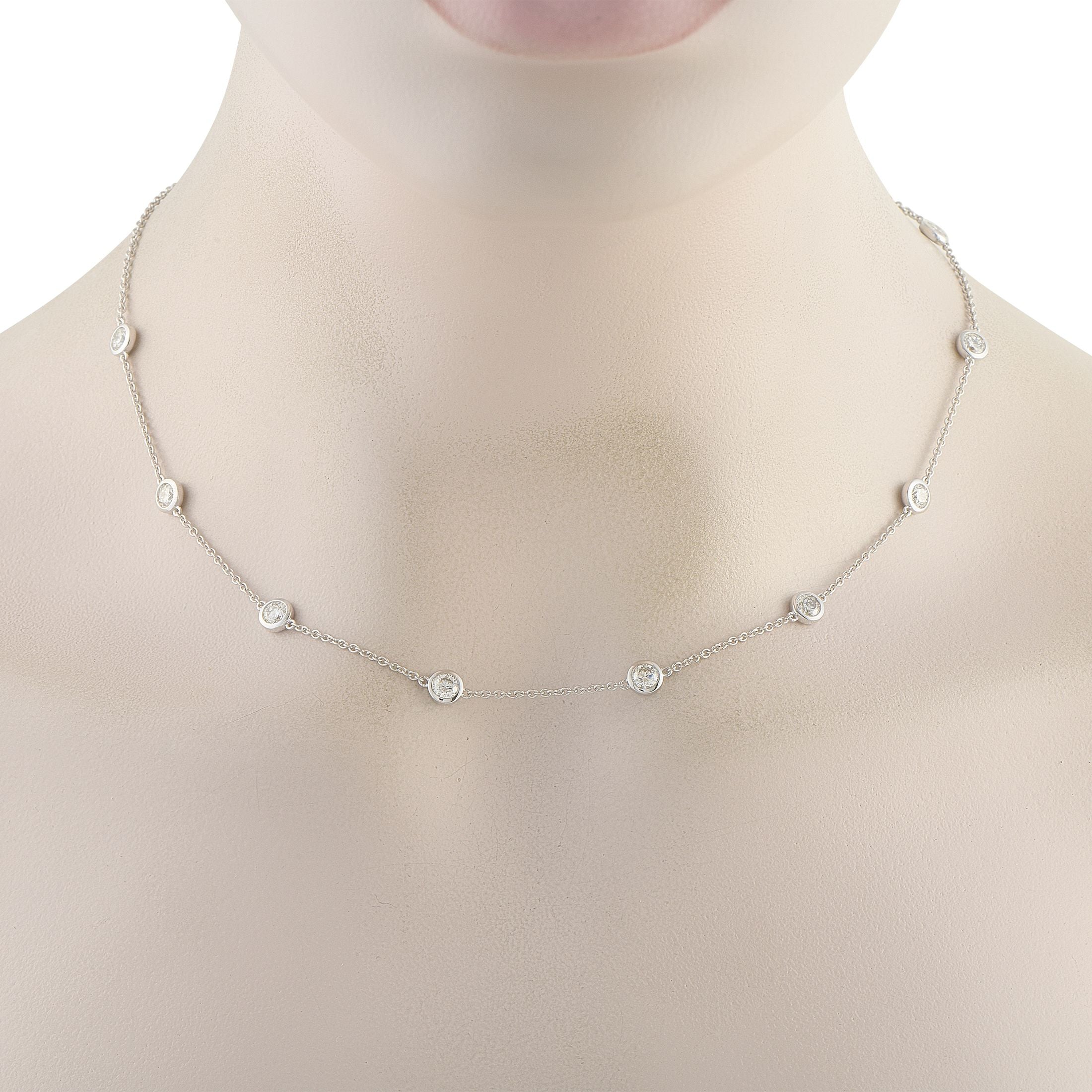 Exclusive 18K White Gold 3.30ct Diamond Station Necklace
