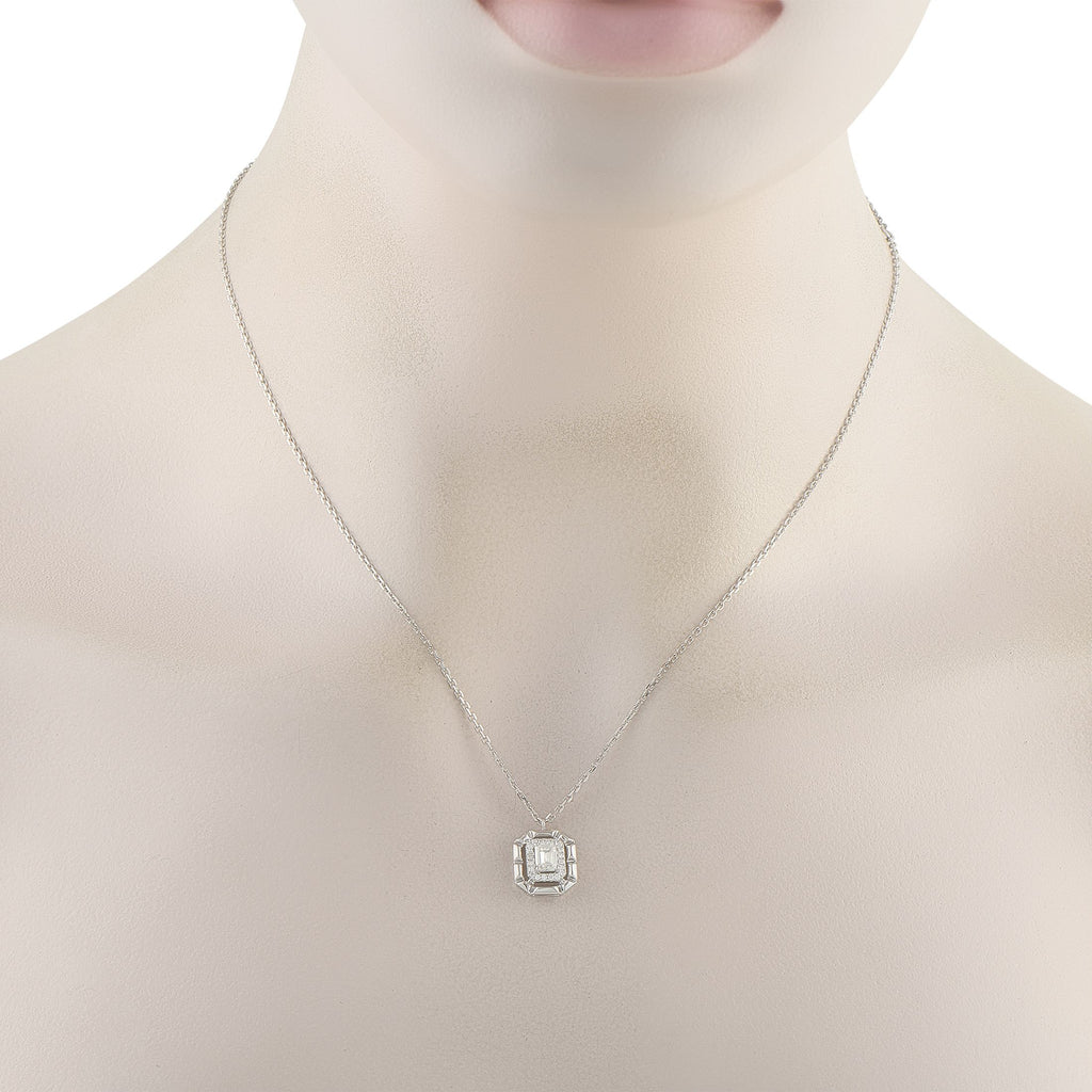 Exclusive 18K White Gold 0.62ct Diamond Pendant Necklace