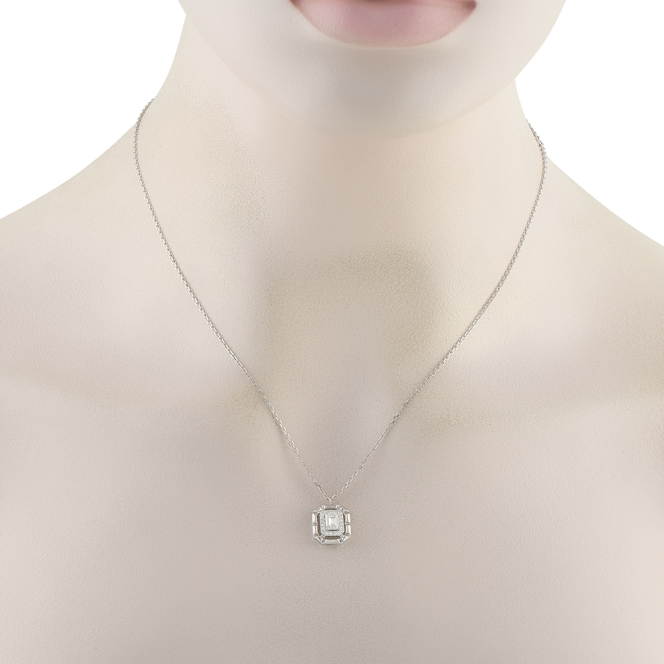 Exclusive 18K White Gold 0.62ct Diamond Pendant Necklace