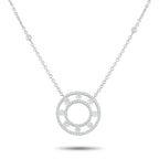 Exclusive 18K White Gold 1.25ct Diamond Necklace – A stunning circular pendant serves as a stunning focal point on this elega