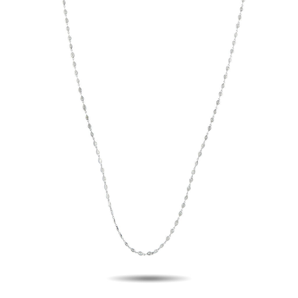 Exclusive 18K White Gold 7.85ct Diamond Long Necklace – A versatile necklace that layers beautifully yet stands out on its ow