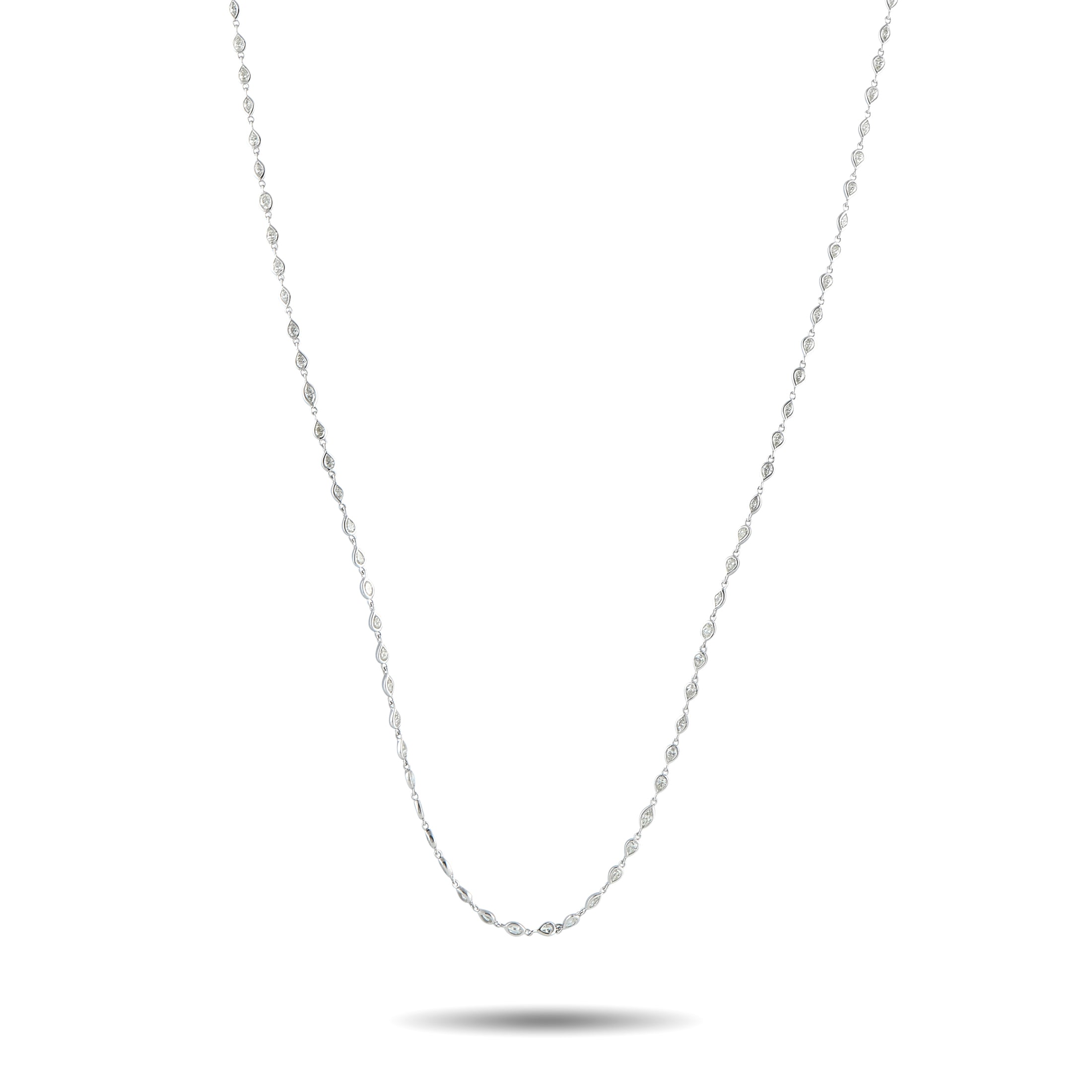 Exclusive 18K White Gold 7.85ct Diamond Long Necklace – A versatile necklace that layers beautifully yet stands out on its ow