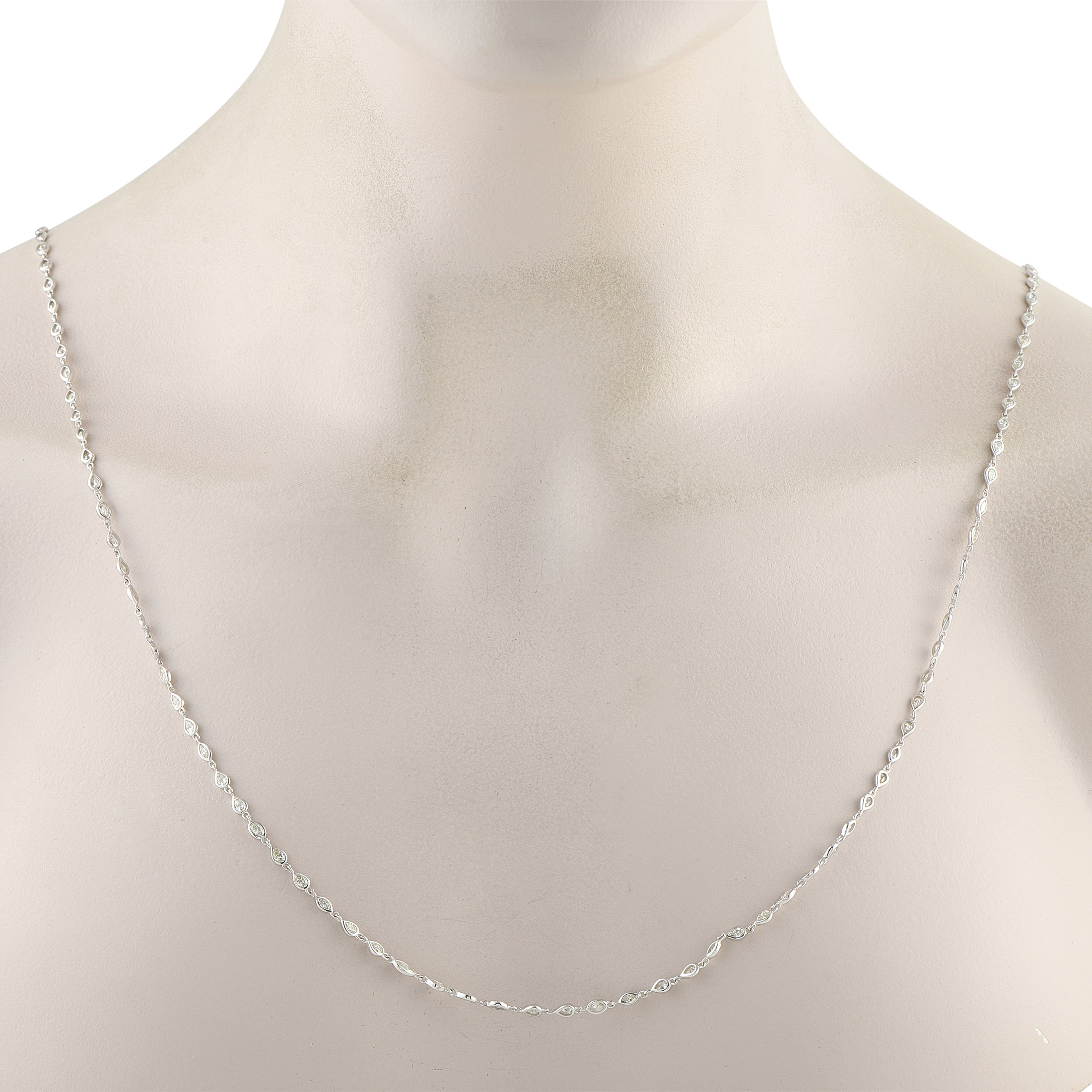 Exclusive 18K White Gold 7.85ct Diamond Long Necklace