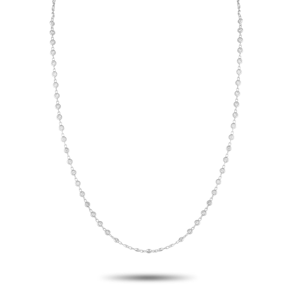 Exclusive 18K White Gold 1.65ct Diamond Necklace – A series of bezel set round-cut Diamonds totaling 1
