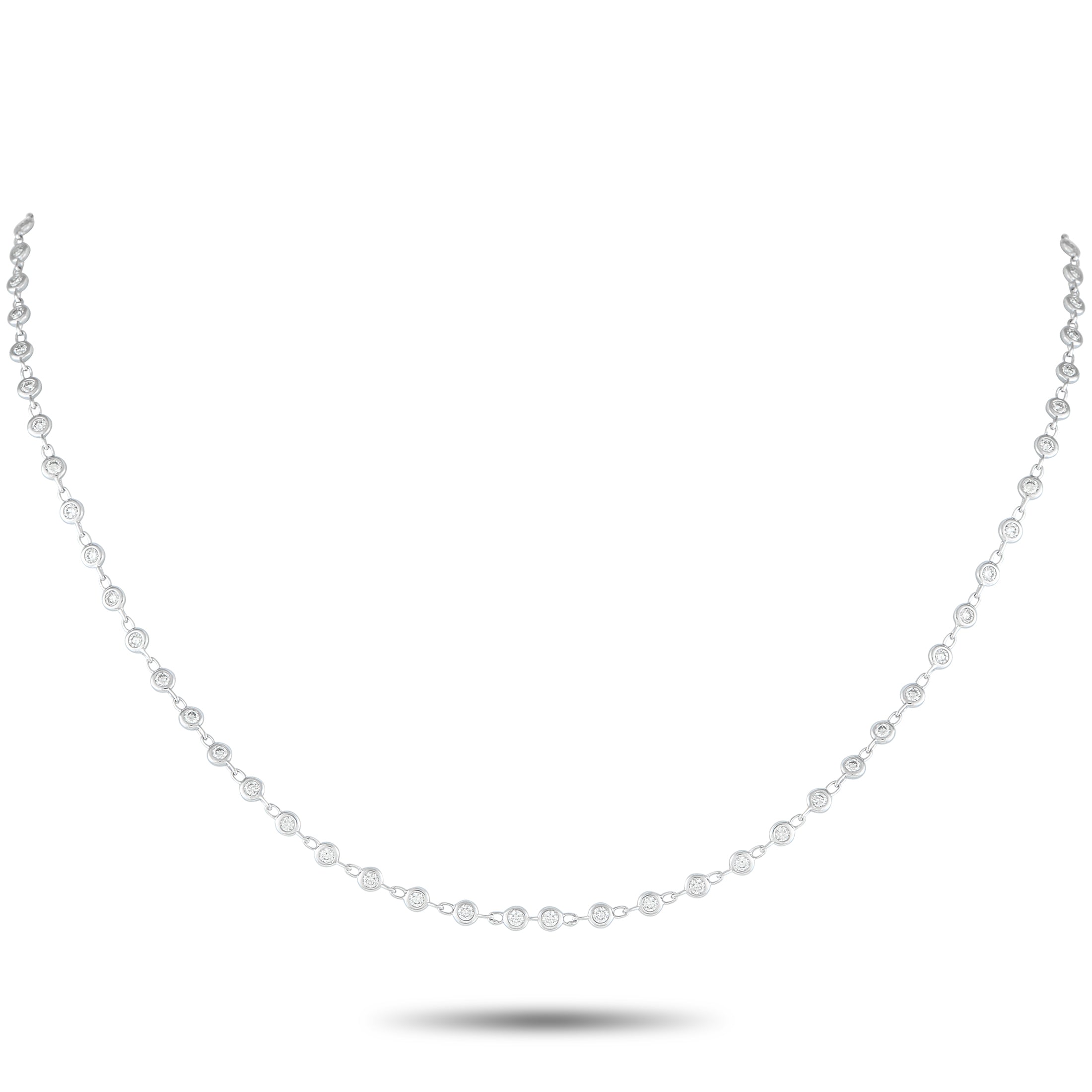 Exclusive 18K White Gold 1.90ct Diamond Necklace – Add a touch of sparkle to any ensemble with this understated necklace