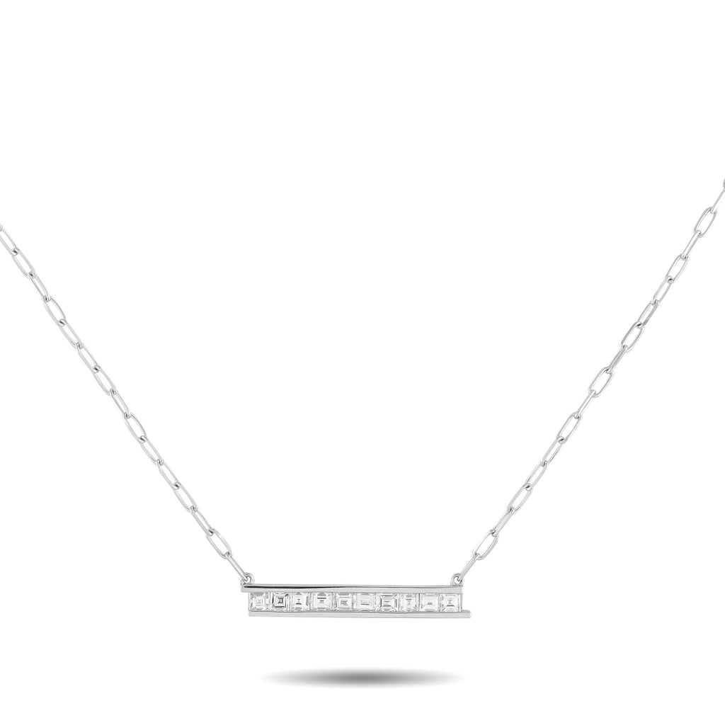 Exclusive 18K White Gold 1.10ct Diamond Bar Link Necklace – This exquisite necklace will instantly capture your imagination