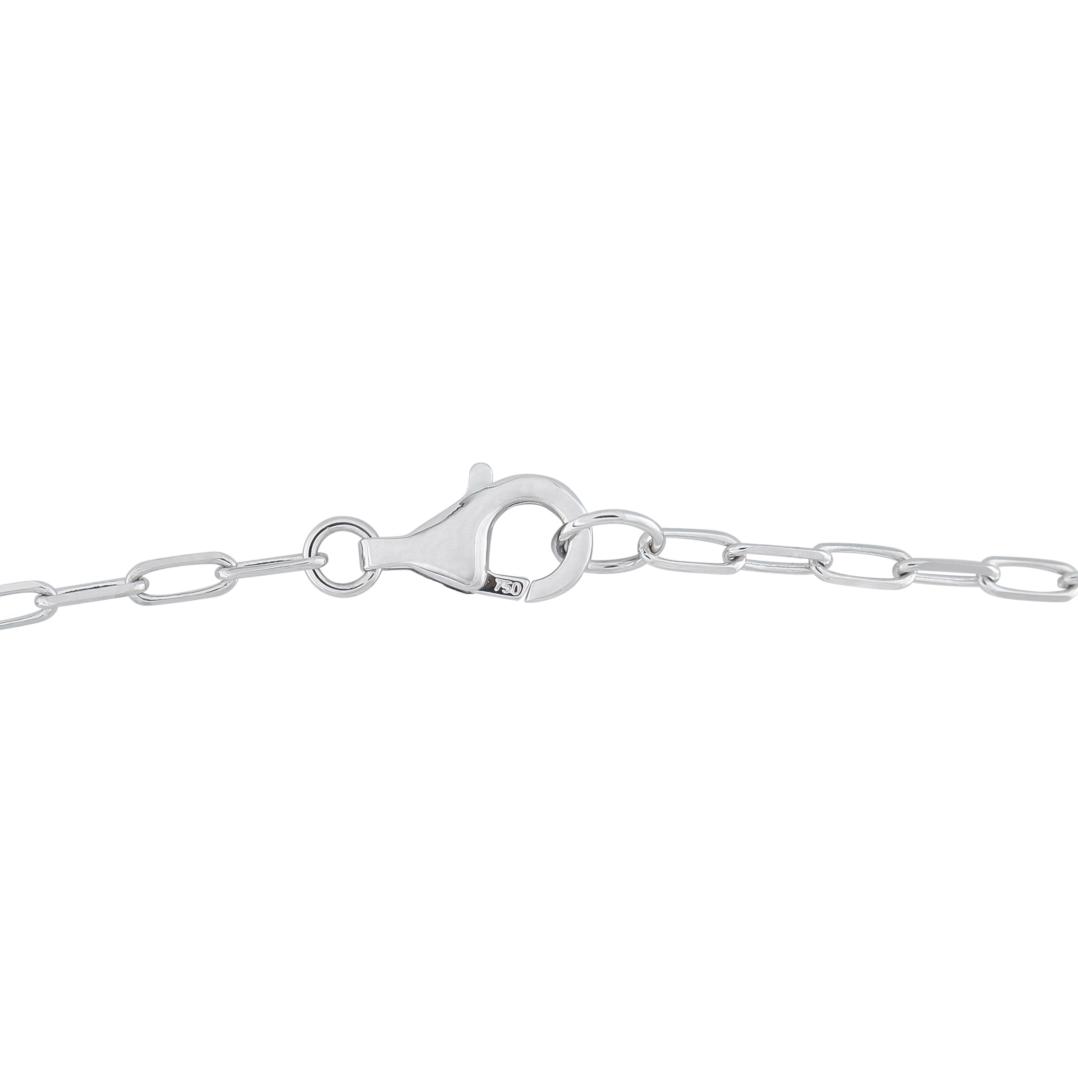 18K White Gold 1.10ct Diamond Bar Link Necklace