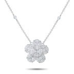 Exclusive 18K White Gold 4.75ct Diamond Necklace – A floral pendant covered in sparkling Diamonds totaling 4
