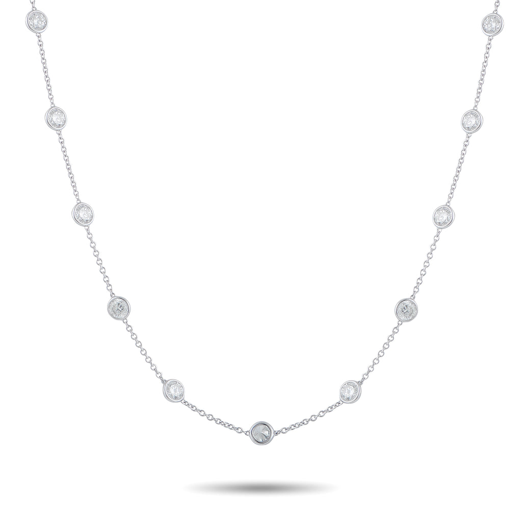 Exclusive 18K White Gold 10.60ct Diamond Station Necklace – This necklace makes it easy to add extra elegance to any outfit o