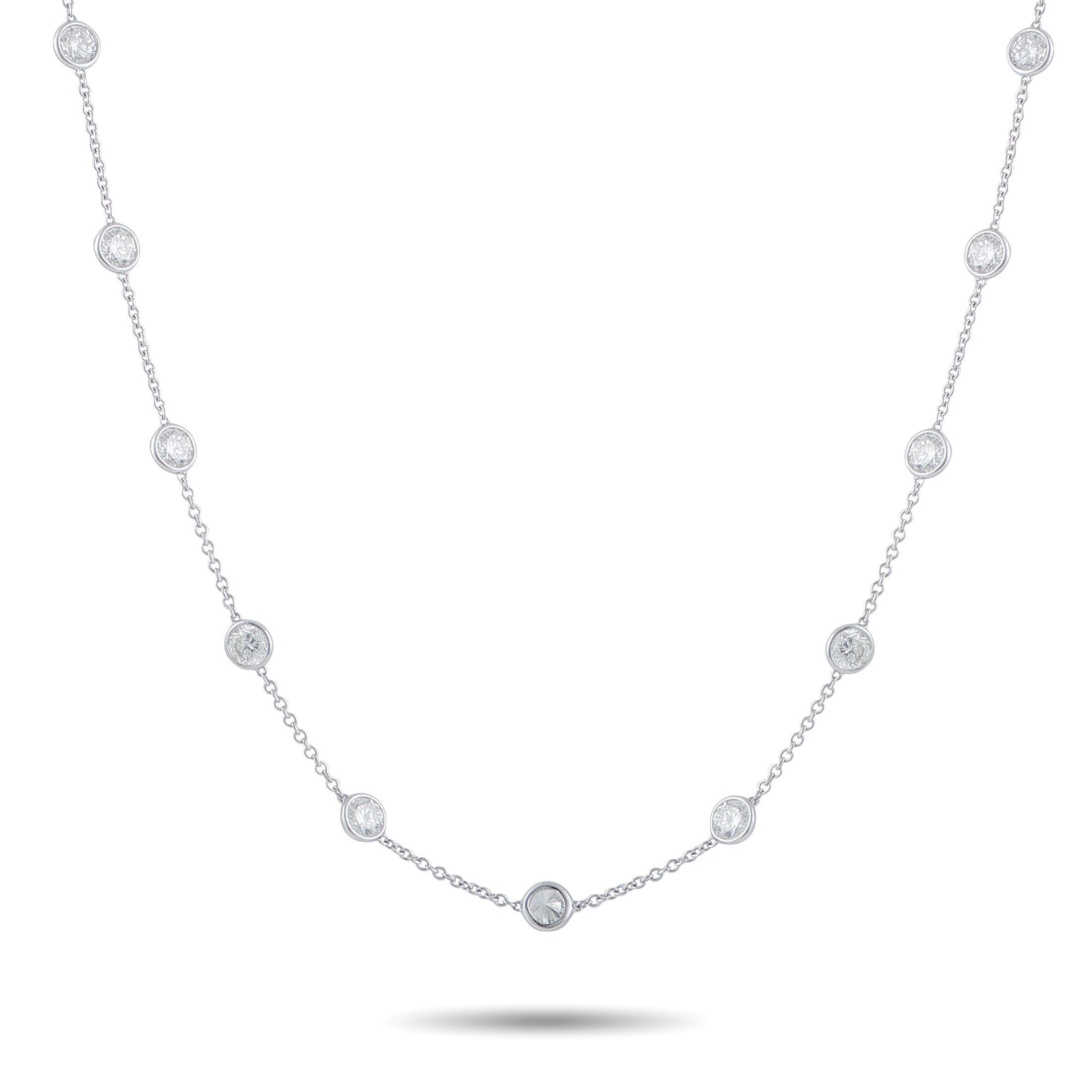 Exclusive 18K White Gold 10.60ct Diamond Station Necklace – This necklace makes it easy to add extra elegance to any outfit o