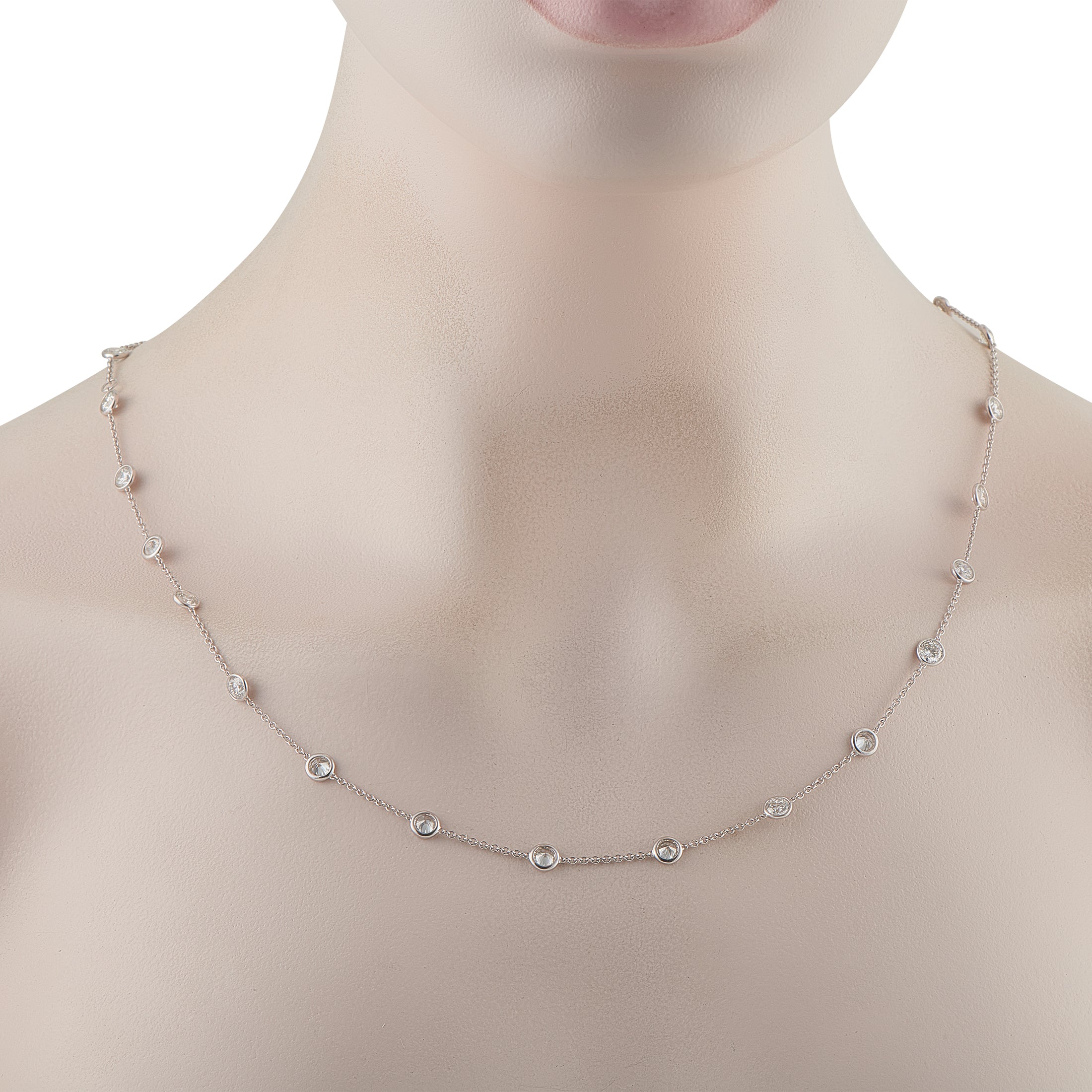 Exclusive 18K White Gold 10.60ct Diamond Station Necklace