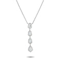 Geometric diamond drop necklace in 18K white gold with stacked hex-style links