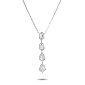 18K White Gold 1.25ct Diamond Geometric Drop Necklace