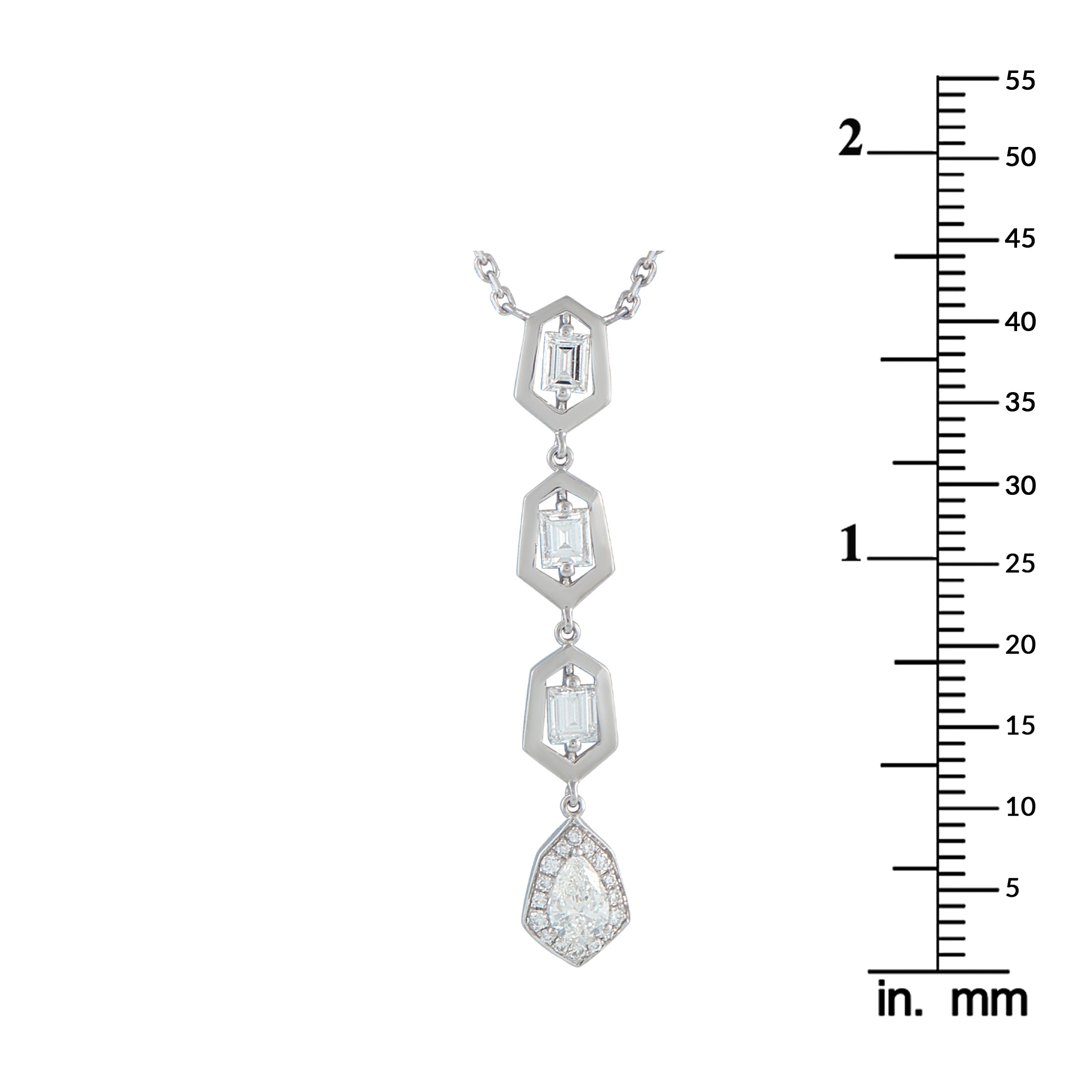 18K White Gold 1.25ct Diamond Geometric Drop Necklace