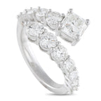 Exclusive 18K White Gold 2.60ct Diamond Square Bypass Ring ALR-18742 – This white gold bypass ring features a swirling band s