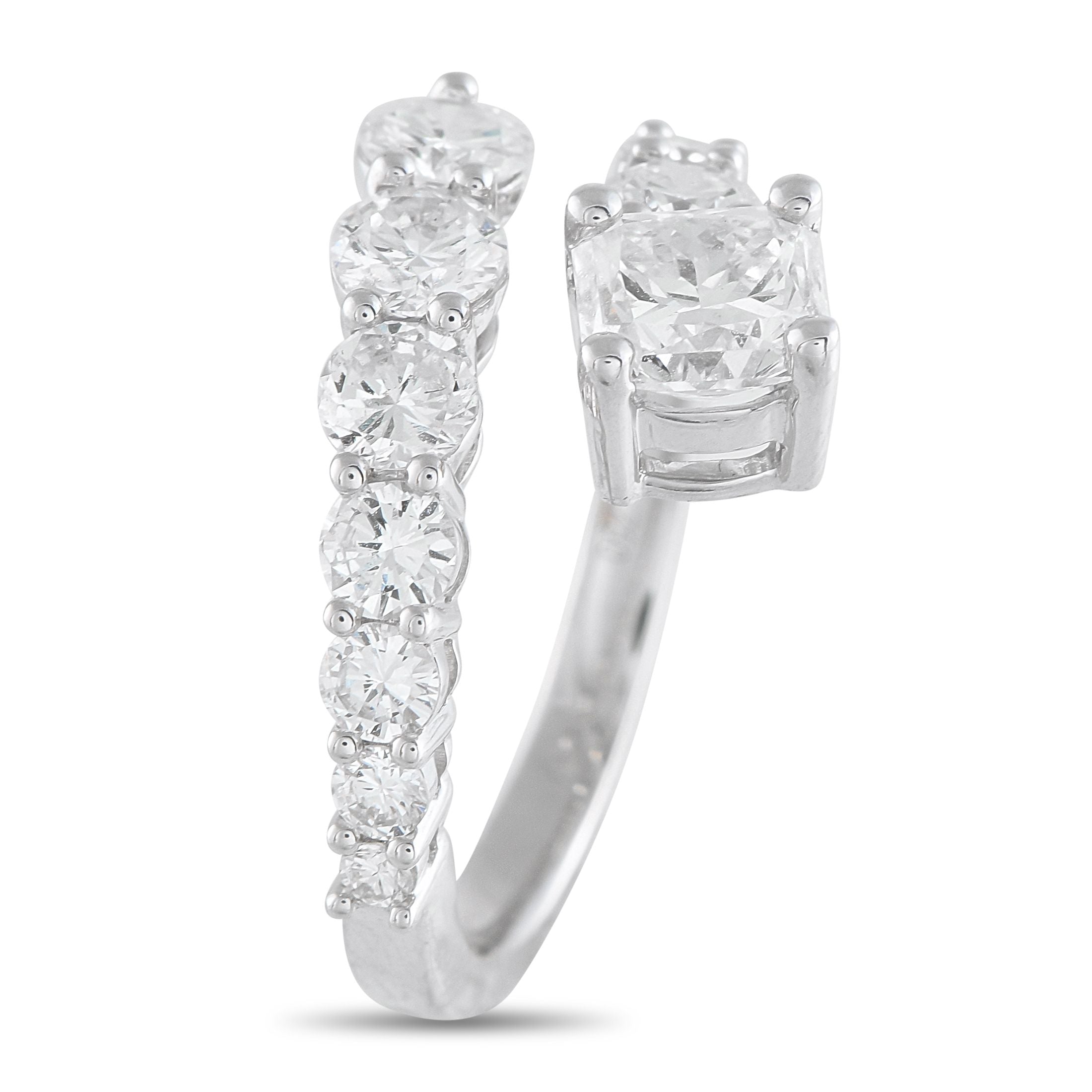 Exclusive 18K White Gold 2.60ct Diamond Square Bypass Ring