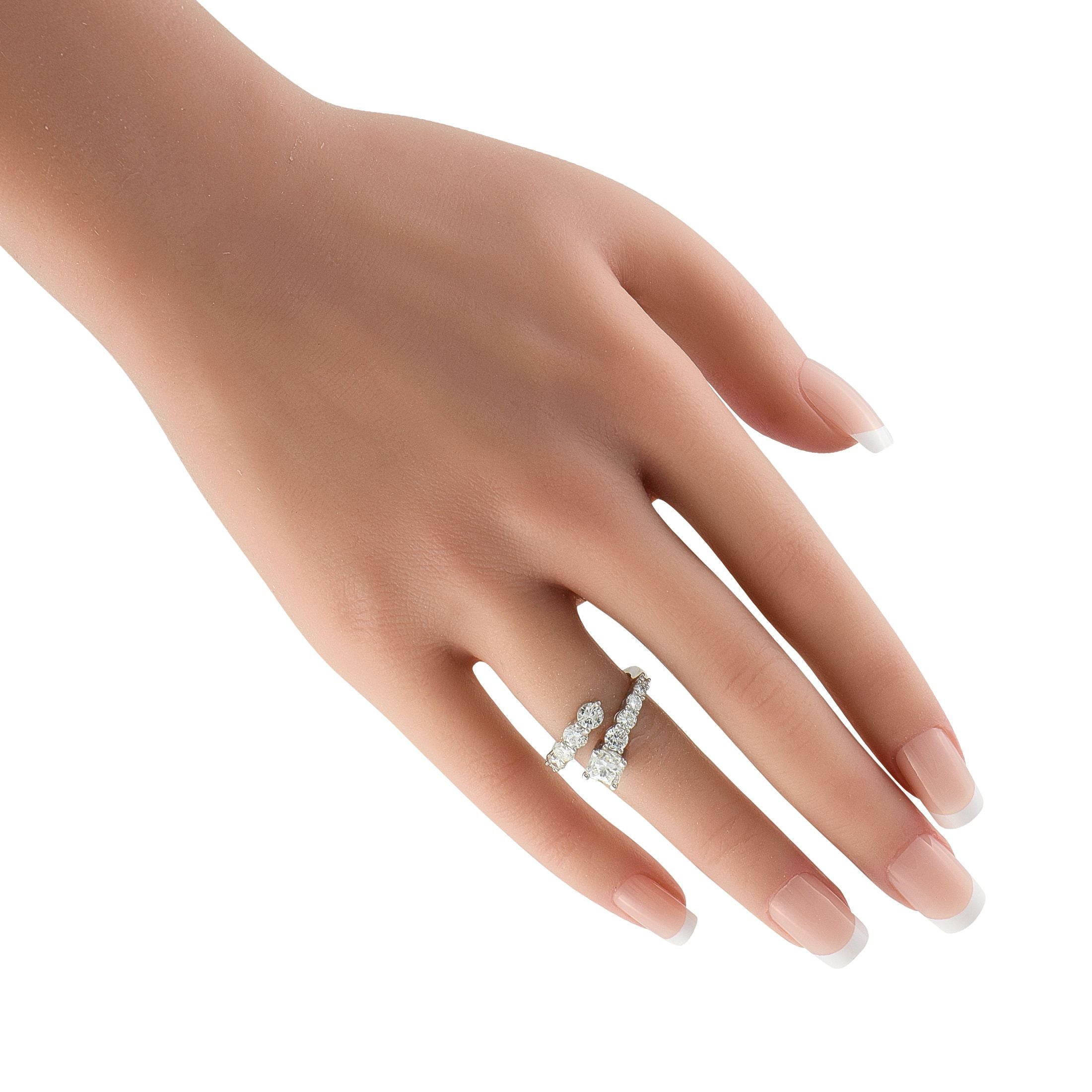 Exclusive 18K White Gold 2.60ct Diamond Square Bypass Ring