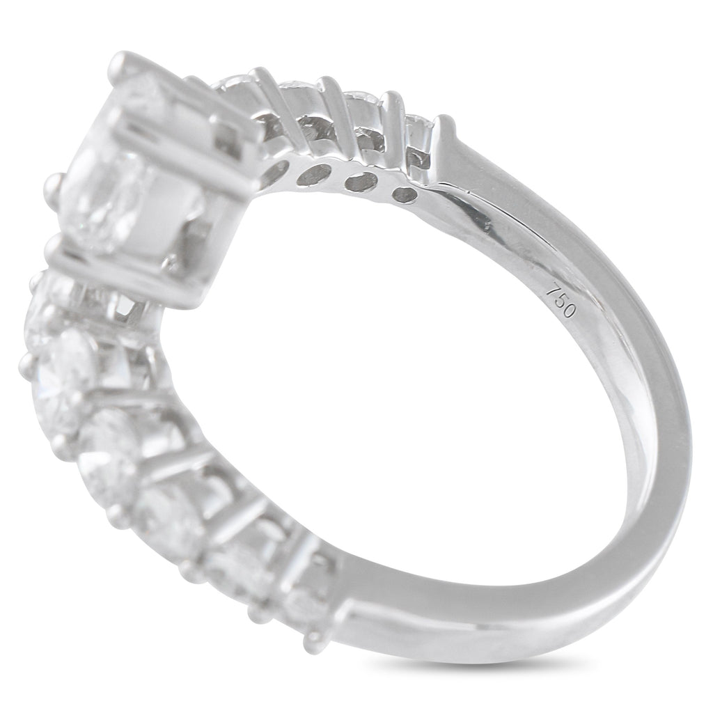Exclusive 18K White Gold 2.60ct Diamond Square Bypass Ring
