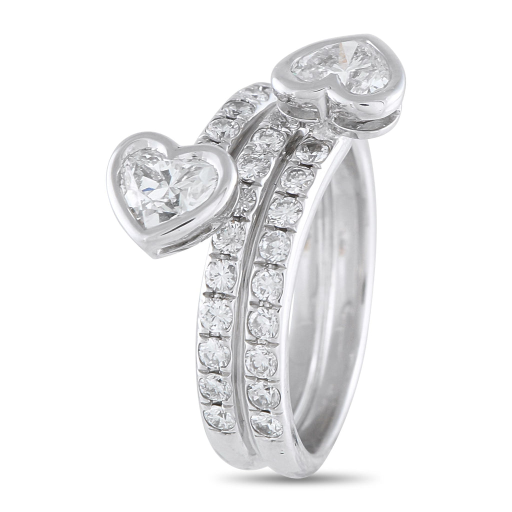 Exclusive 18K White Gold 1.75ct Diamond Heart Coil Ring