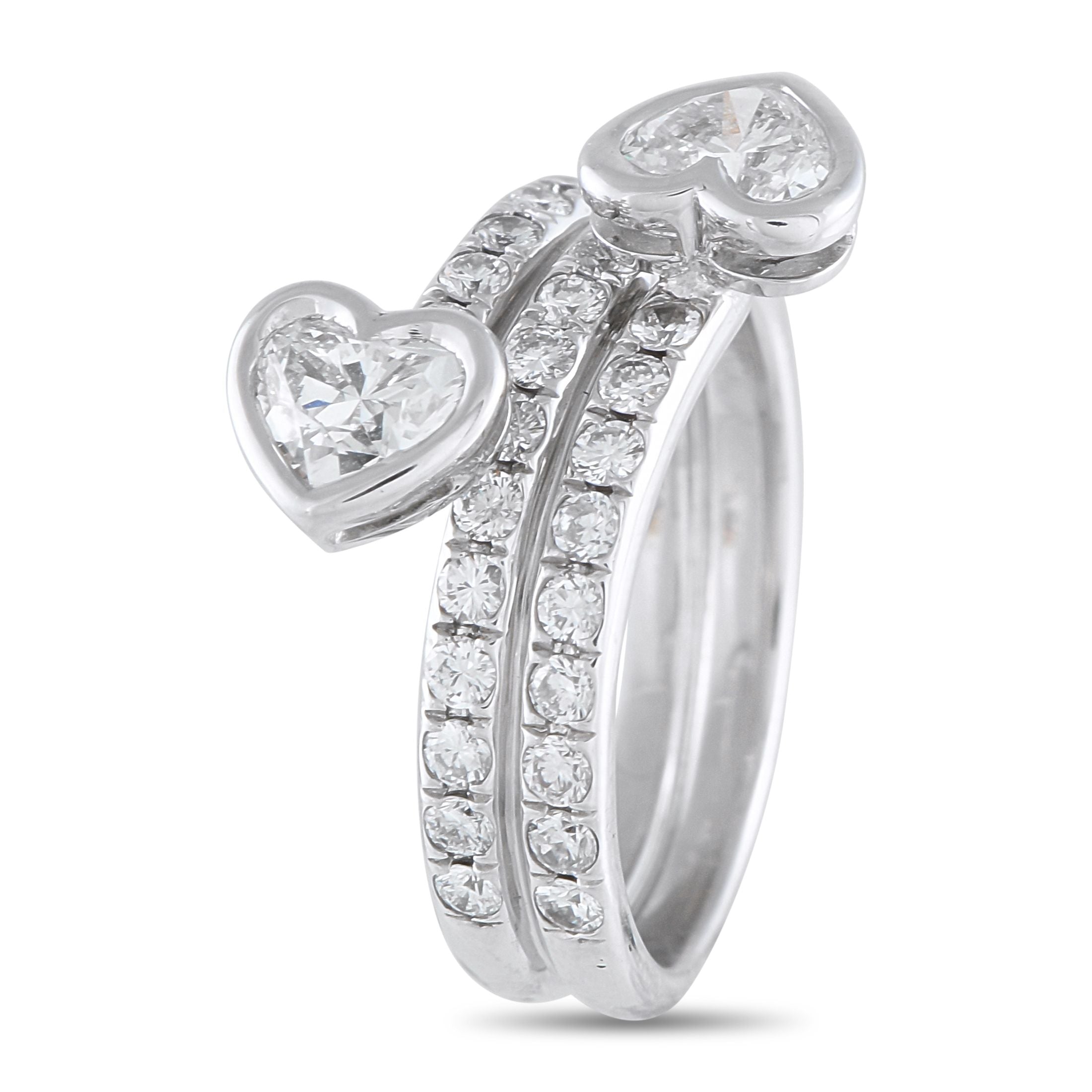Exclusive 18K White Gold 1.75ct Diamond Heart Coil Ring