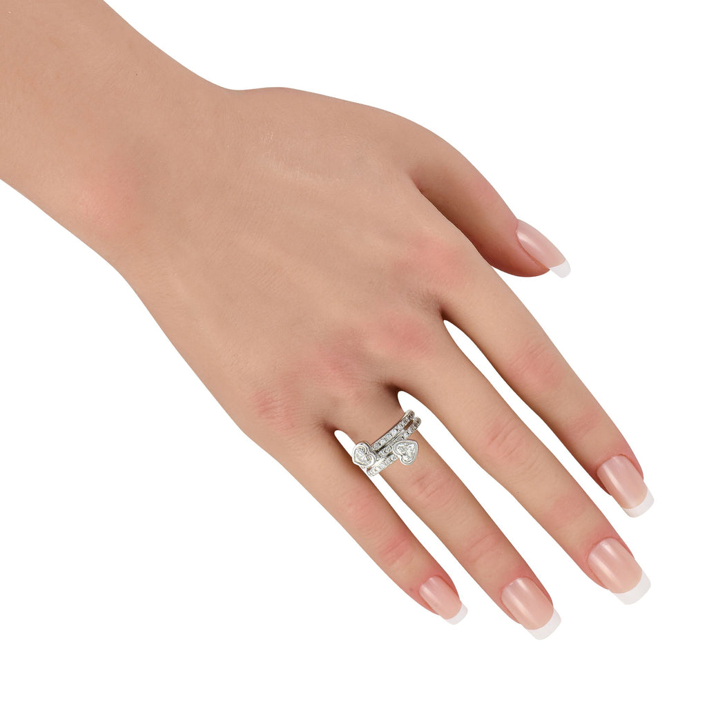 Exclusive 18K White Gold 1.75ct Diamond Heart Coil Ring