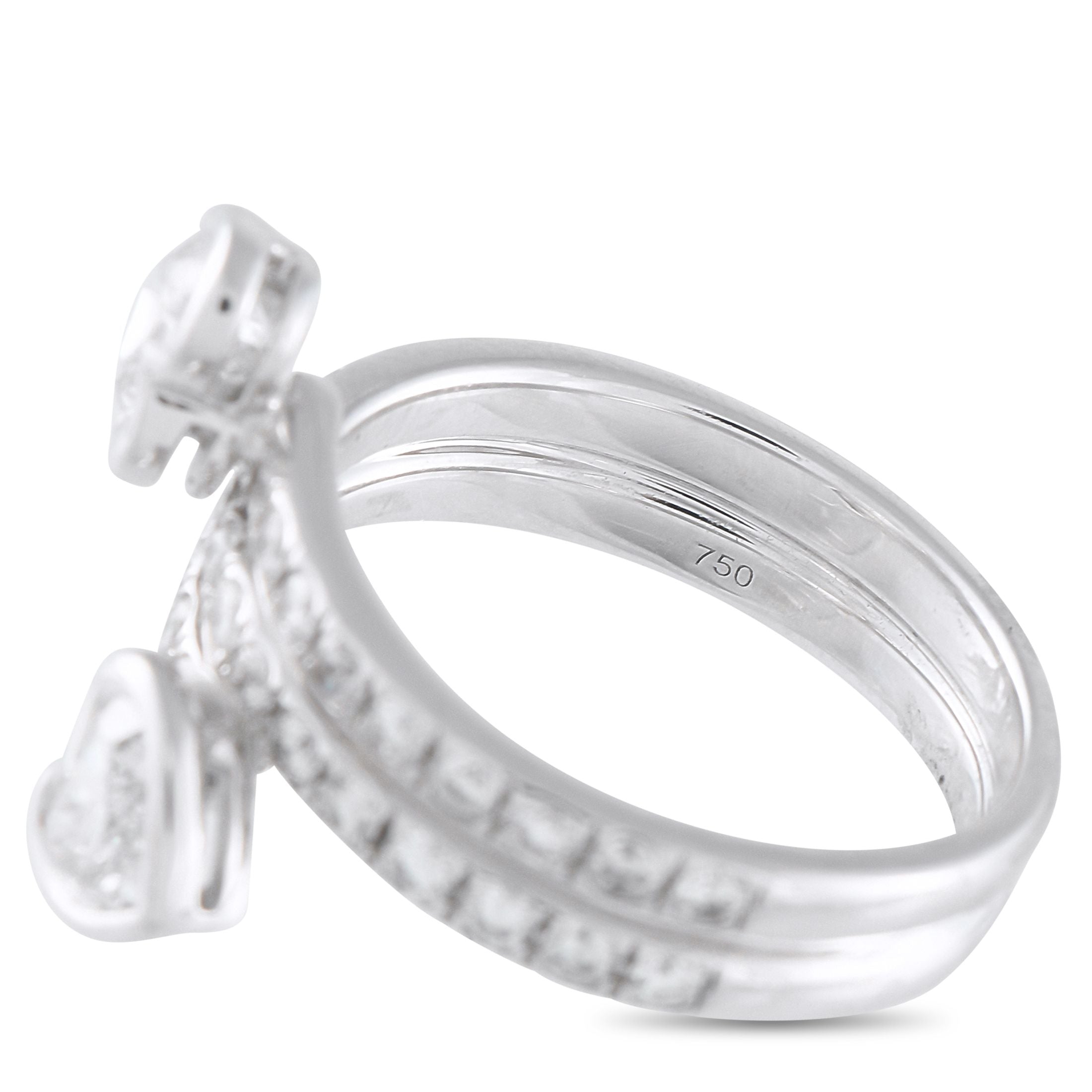 Exclusive 18K White Gold 1.75ct Diamond Heart Coil Ring