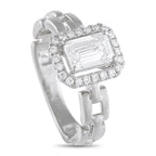 18K White Gold 1.25ct Diamond Square Link Ring