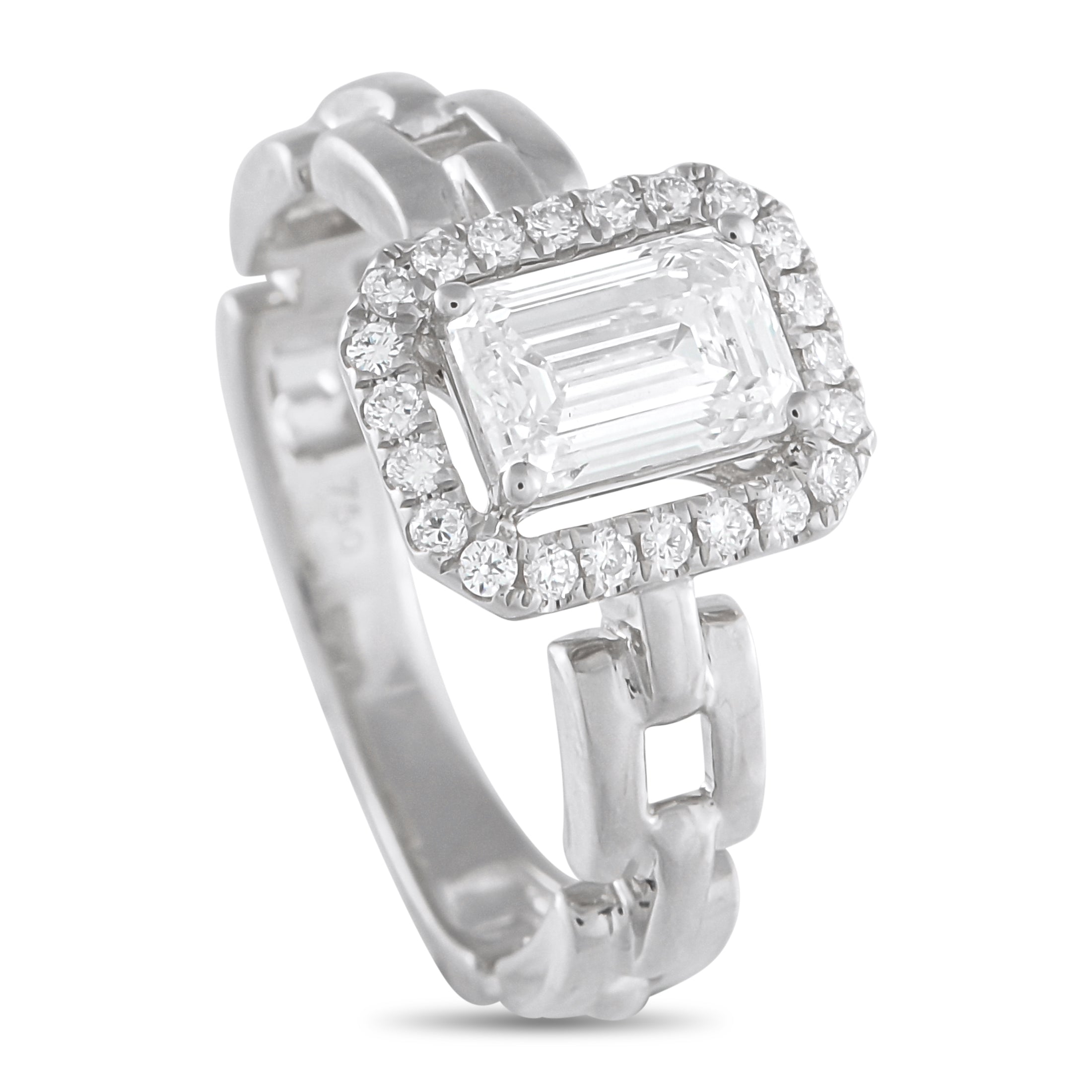 18K White Gold 1.25ct Diamond Square Link Ring