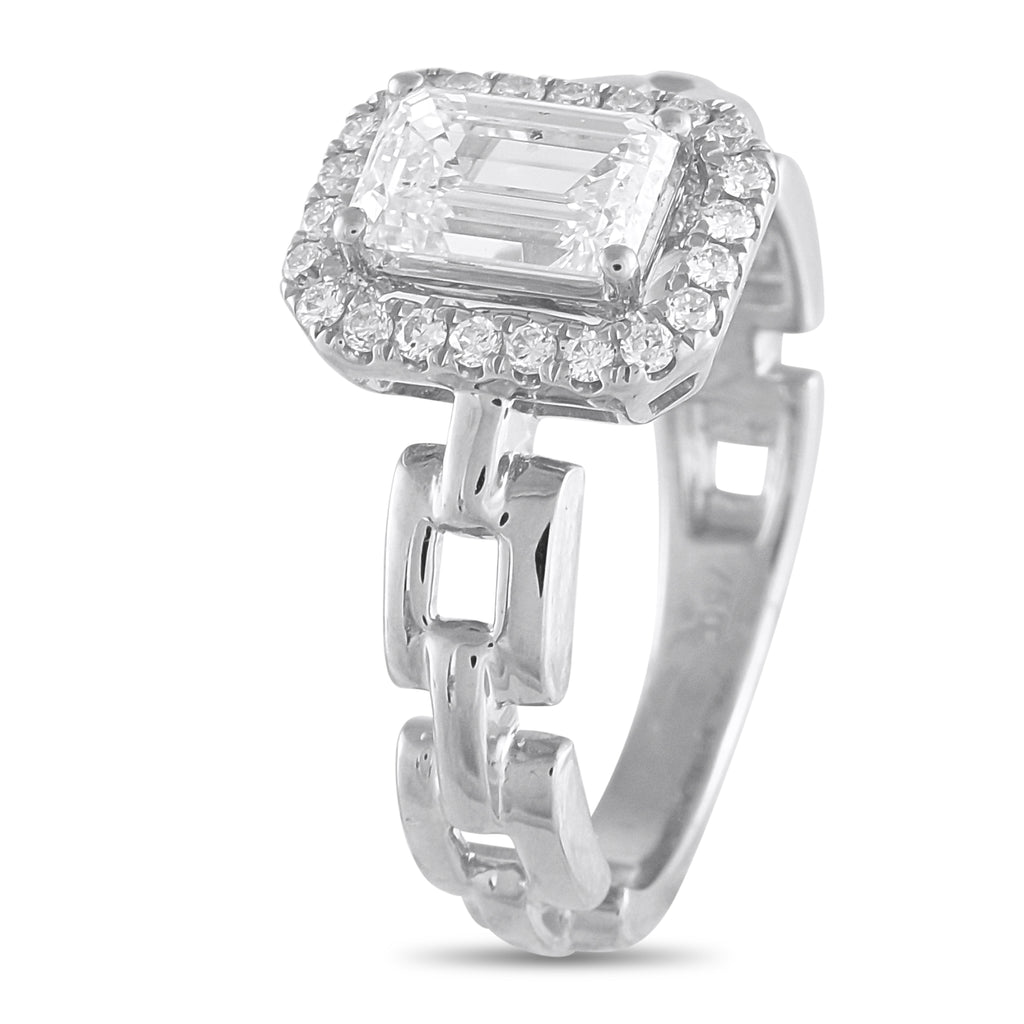 18K White Gold 1.25ct Diamond Square Link Ring